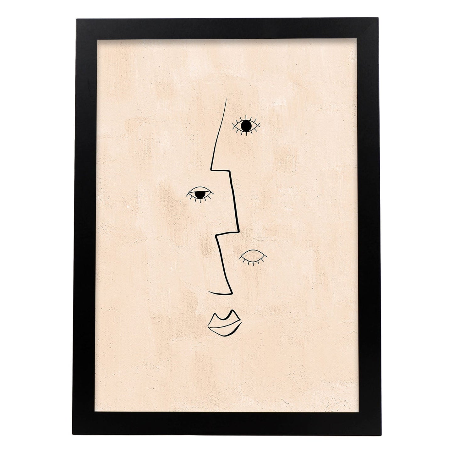 Poster con ilustracion de mujer. Dibujos con formas, caras, cuerpos y gestos de mujeres. 'Mujeres 4'.-Artwork-Nacnic-A3-Marco Negro-Nacnic Estudio SL