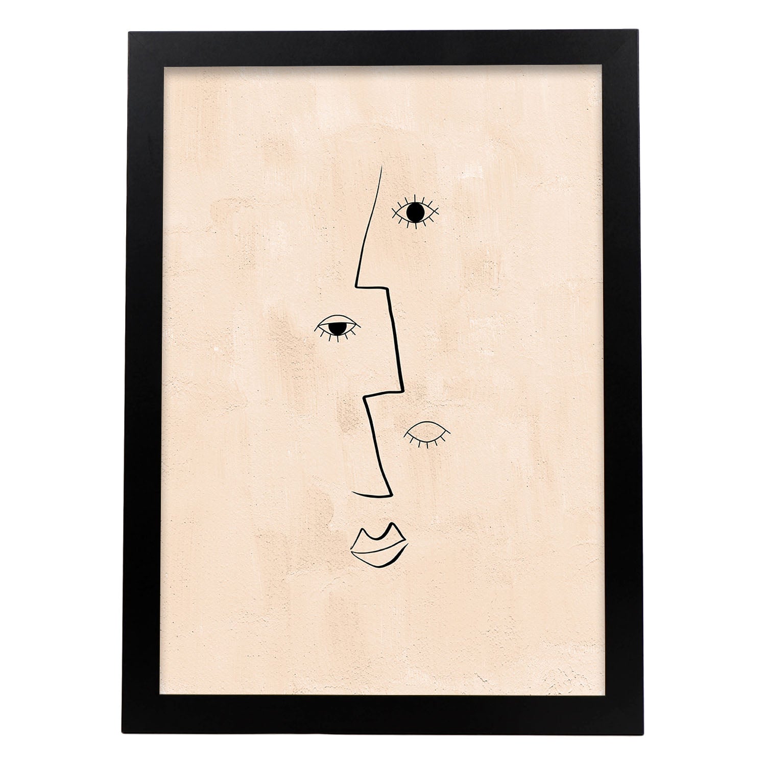 Poster con ilustracion de mujer. Dibujos con formas, caras, cuerpos y gestos de mujeres. 'Mujeres 4'.-Artwork-Nacnic-A3-Marco Negro-Nacnic Estudio SL