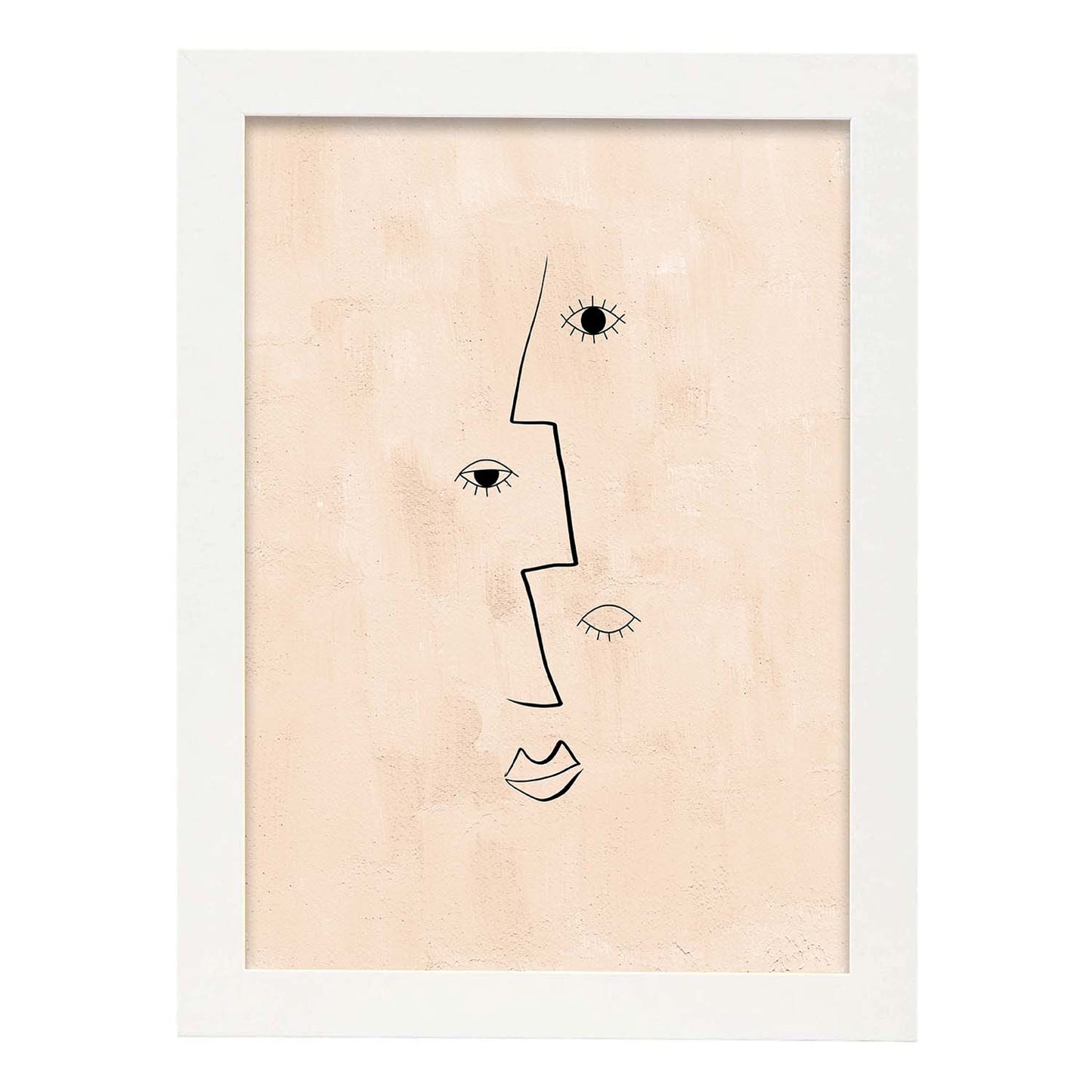 Poster con ilustracion de mujer. Dibujos con formas, caras, cuerpos y gestos de mujeres. 'Mujeres 4'.-Artwork-Nacnic-A4-Marco Blanco-Nacnic Estudio SL