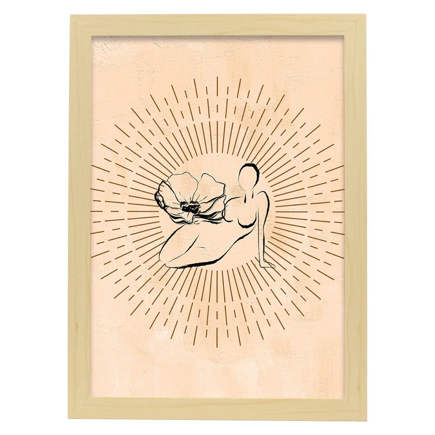 Poster con ilustracion de mujer. Dibujos con formas, caras, cuerpos y gestos de mujeres. 'Mujeres 6'.-Artwork-Nacnic-A3-Marco Madera clara-Nacnic Estudio SL