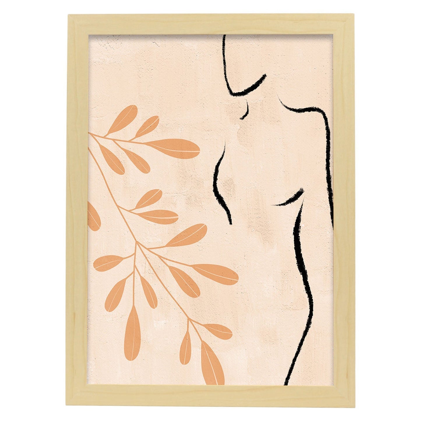 Poster con ilustracion de mujer. Dibujos con formas, caras, cuerpos y gestos de mujeres. 'Mujeres 7'.-Artwork-Nacnic-A3-Marco Madera clara-Nacnic Estudio SL