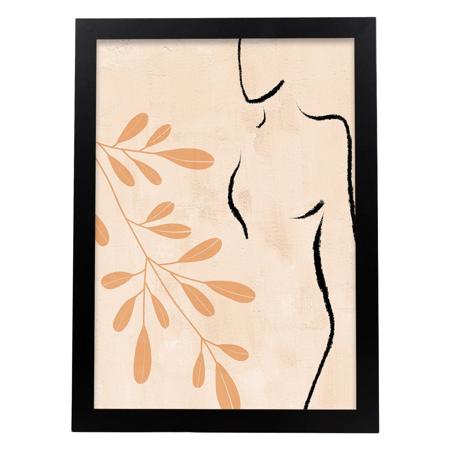 Poster con ilustracion de mujer. Dibujos con formas, caras, cuerpos y gestos de mujeres. 'Mujeres 7'.-Artwork-Nacnic-A4-Marco Negro-Nacnic Estudio SL