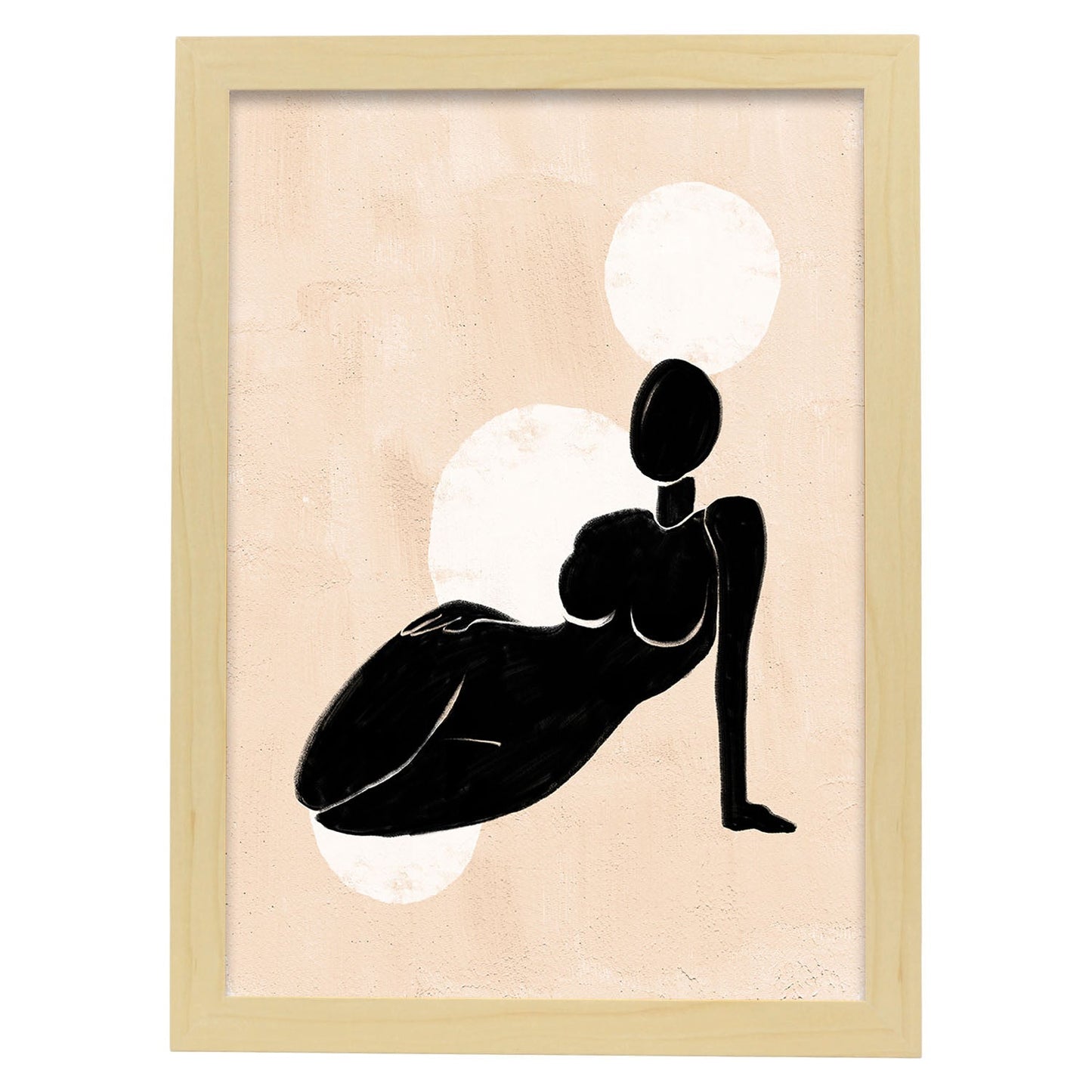 Poster con ilustracion de mujer. Dibujos con formas, caras, cuerpos y gestos de mujeres. 'Mujeres 8'.-Artwork-Nacnic-A4-Marco Madera clara-Nacnic Estudio SL