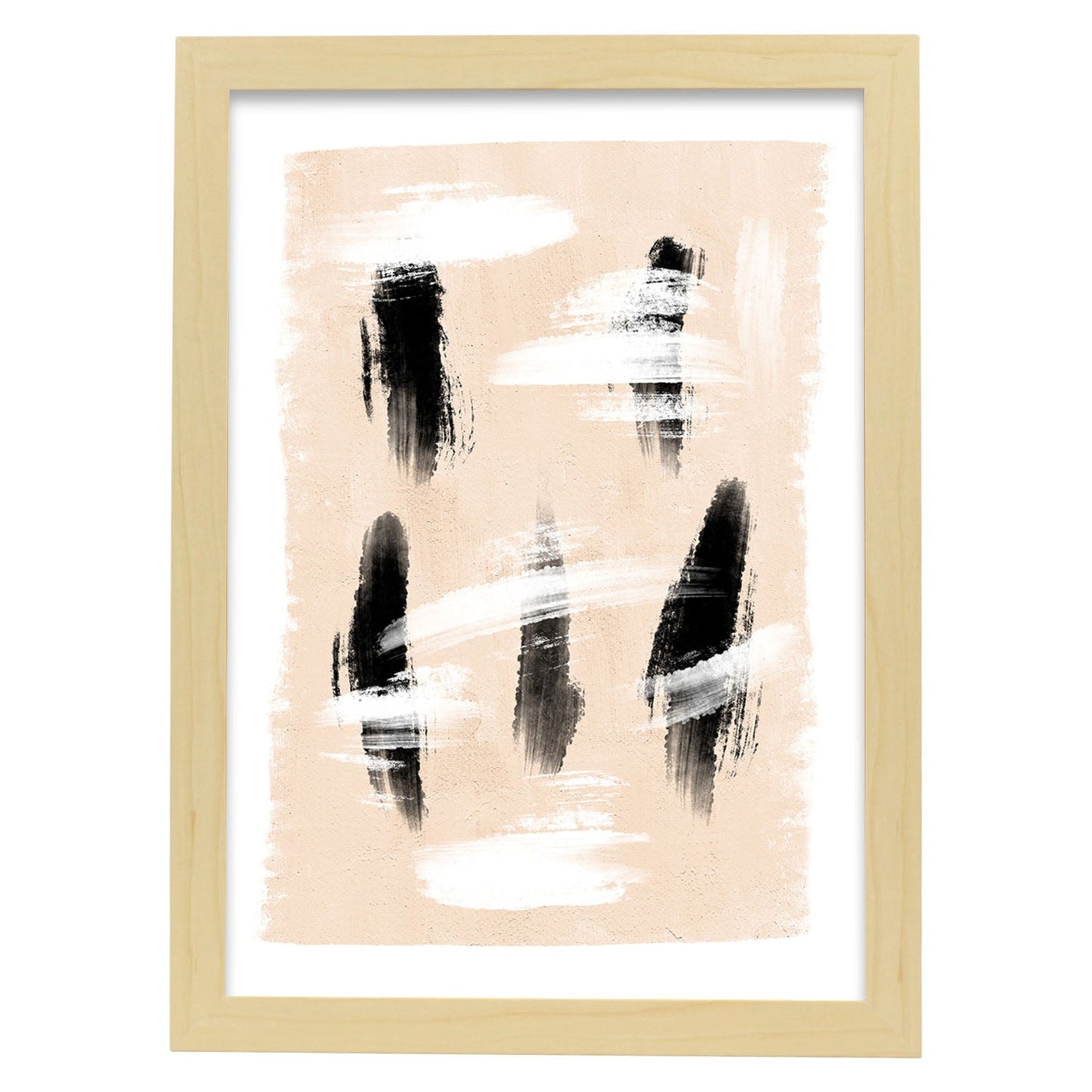 Poster con imágenes abstractas de cuadros. Lámina de exhibición de arte. 'Abstracto 16-Artwork-Nacnic-A3-Marco Madera clara-Nacnic Estudio SL