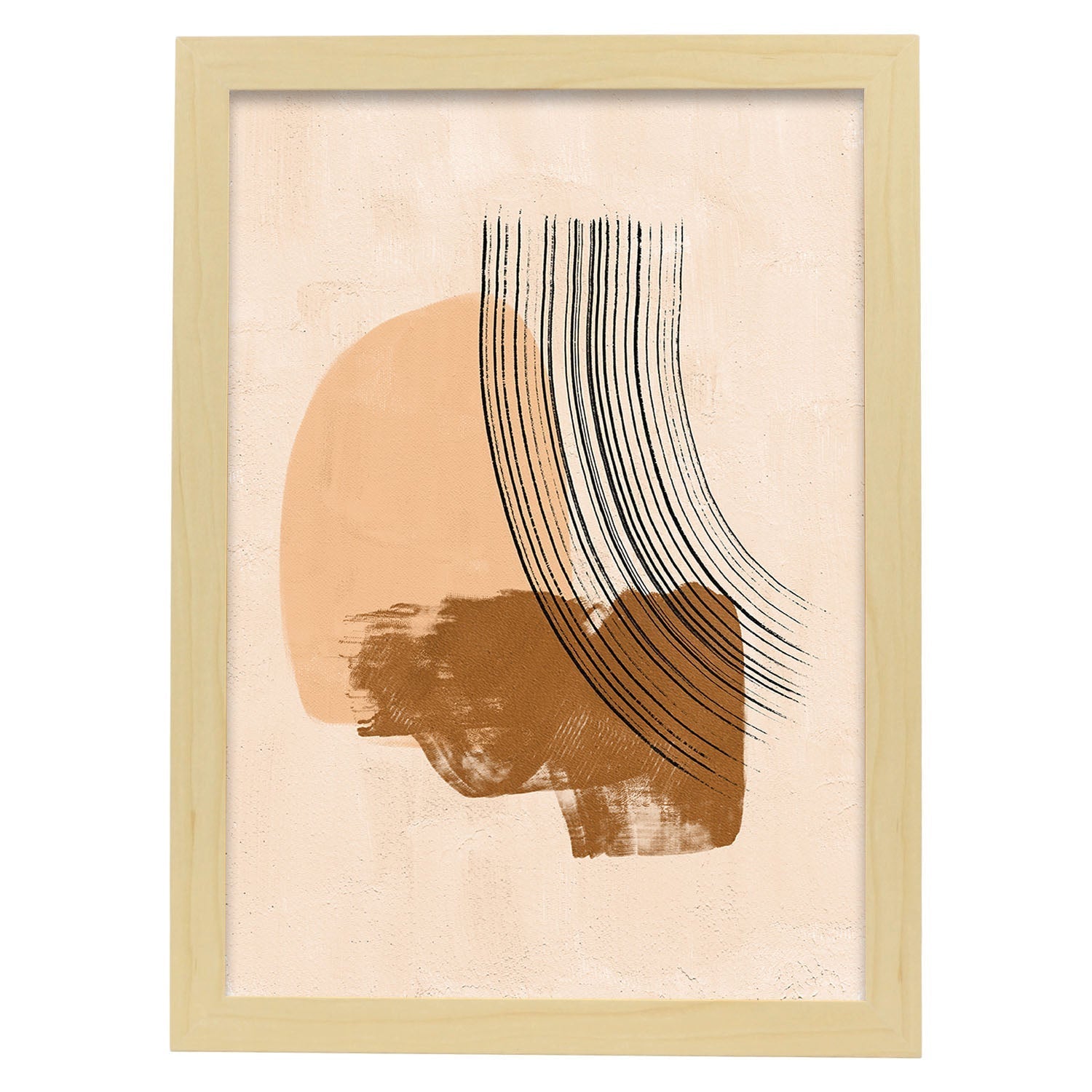 Poster con imágenes abstractas de cuadros. Lámina de exhibición de arte. 'Abstracto 8-Artwork-Nacnic-A3-Marco Madera clara-Nacnic Estudio SL