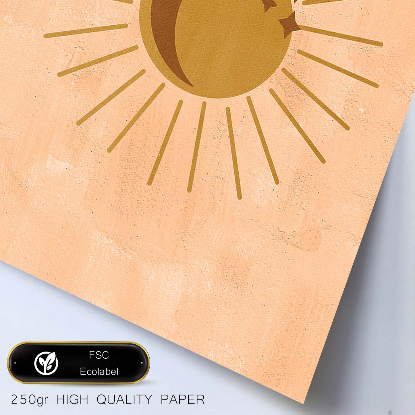 Poster con imágenes abstractas de soles y lunas. Lámina con cuerpos celestiales en tonos marrones. 'Celestial 1-Artwork-Nacnic-Nacnic Estudio SL