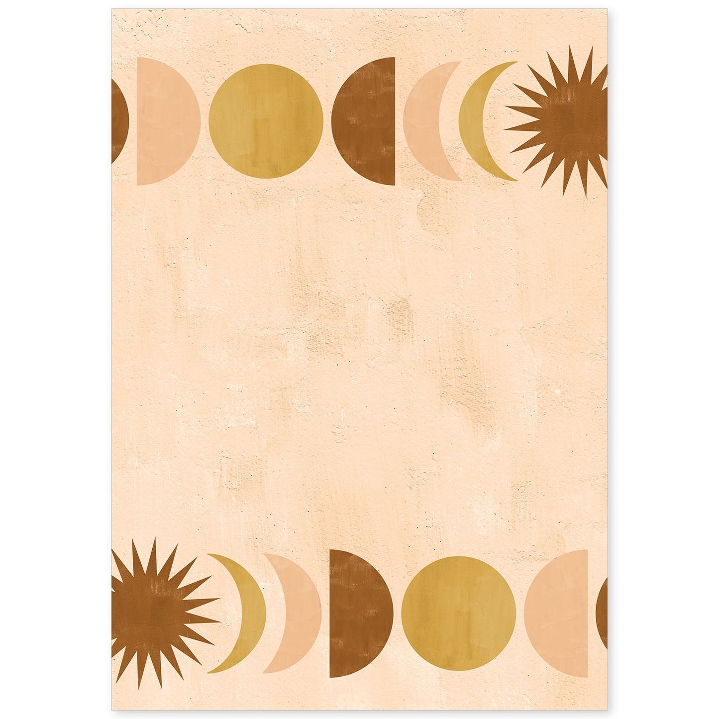Poster con imágenes abstractas de soles y lunas. Lámina con cuerpos celestiales en tonos marrones. 'Celestial 10-Artwork-Nacnic-A4-Sin marco-Nacnic Estudio SL
