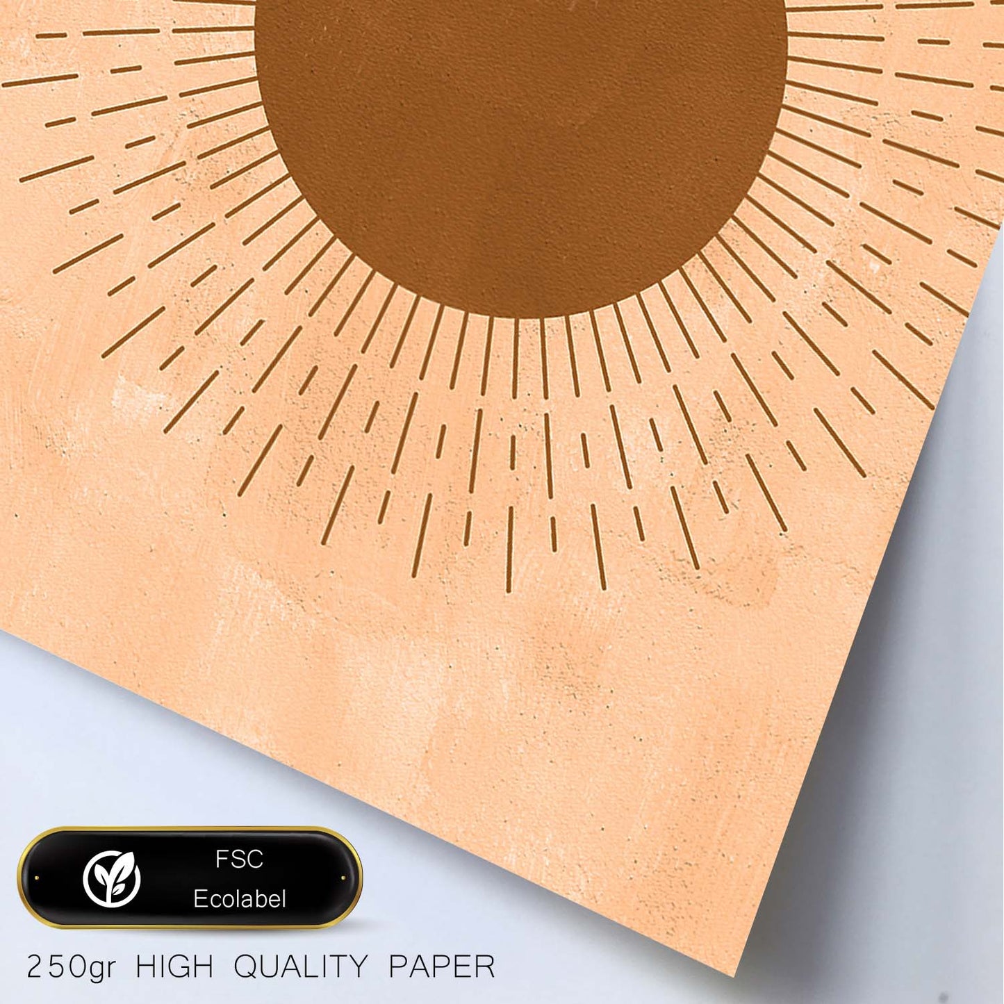 Poster con imágenes abstractas de soles y lunas. Lámina con cuerpos celestiales en tonos marrones. 'Celestial 8-Artwork-Nacnic-Nacnic Estudio SL