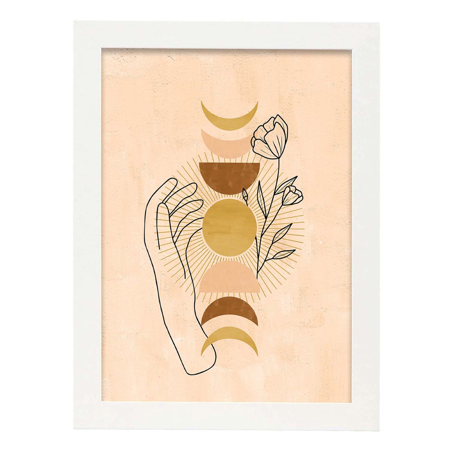 Poster con imágenes místicas, con imágenes de soles y lunas. misticismo, esoterismo, y paganismo. 'Místico 15'.-Artwork-Nacnic-A4-Marco Blanco-Nacnic Estudio SL