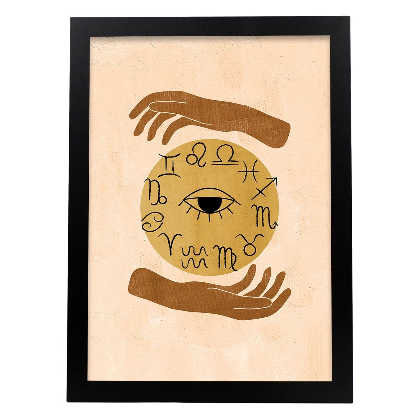 Poster con imágenes místicas, con imágenes de soles y lunas. misticismo, esoterismo, y paganismo. 'Místico 16'.-Artwork-Nacnic-A4-Marco Negro-Nacnic Estudio SL