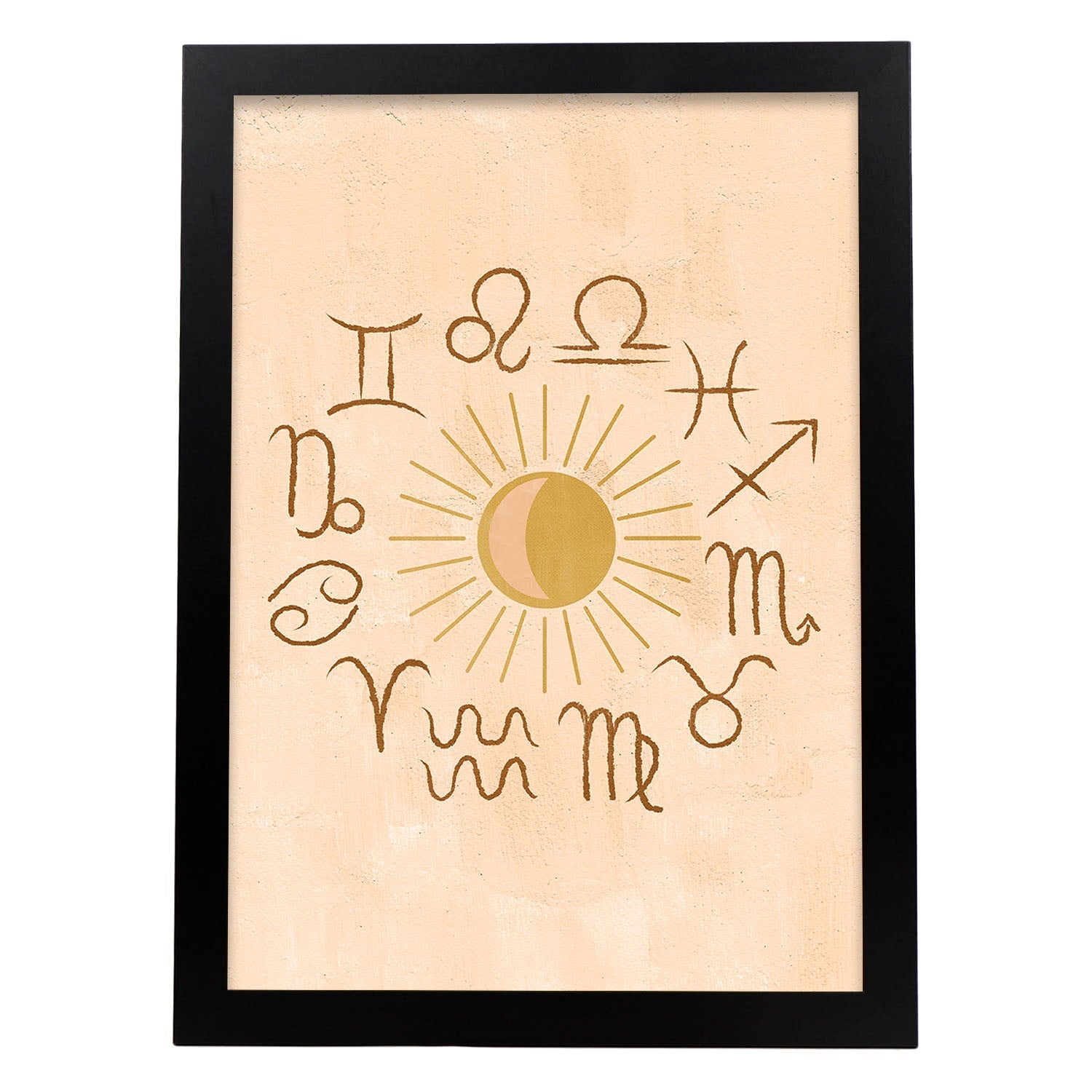 Poster con imágenes místicas, con imágenes de soles y lunas. misticismo, esoterismo, y paganismo. 'Místico 17'.-Artwork-Nacnic-A3-Marco Negro-Nacnic Estudio SL