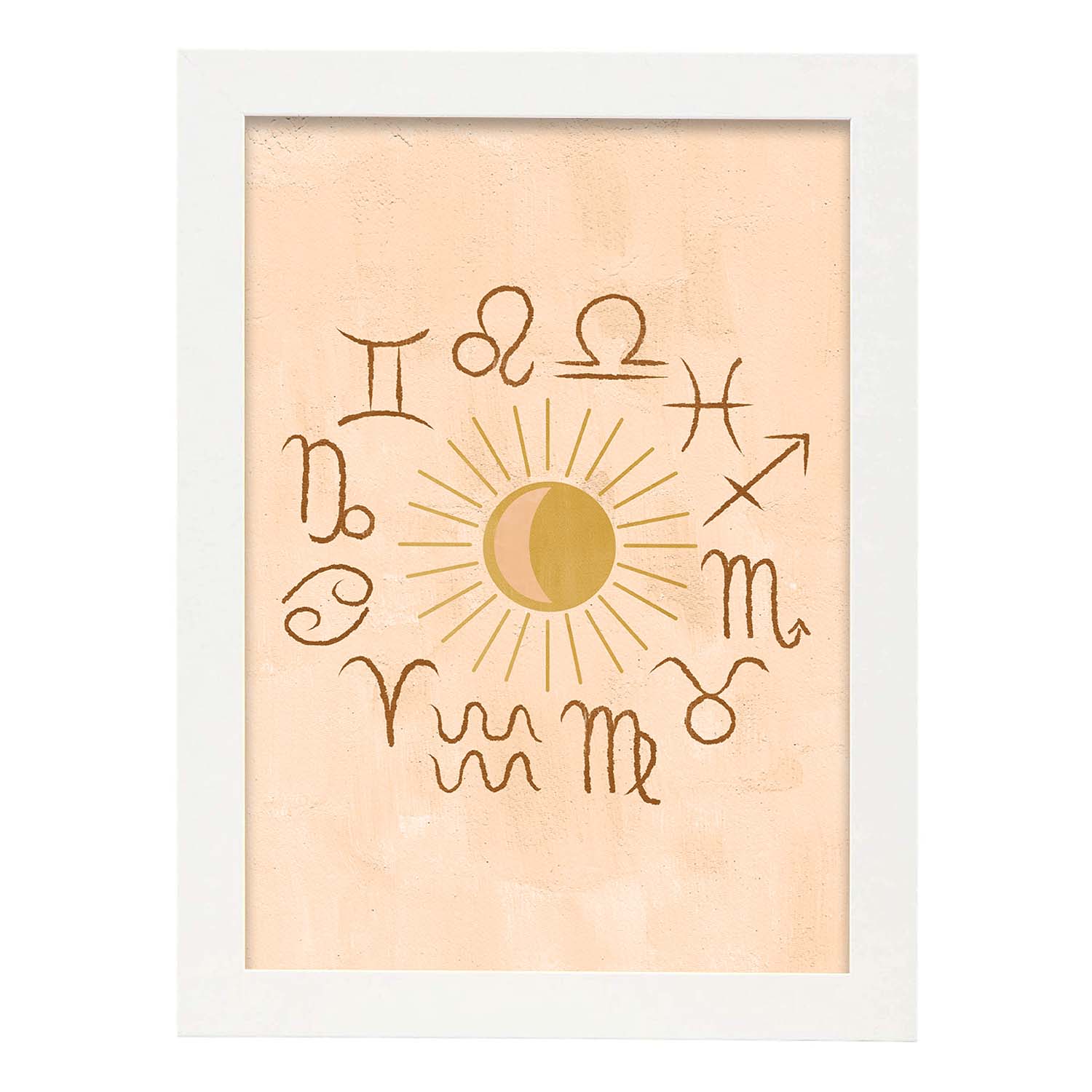 Poster con imágenes místicas, con imágenes de soles y lunas. misticismo, esoterismo, y paganismo. 'Místico 17'.-Artwork-Nacnic-A4-Marco Blanco-Nacnic Estudio SL