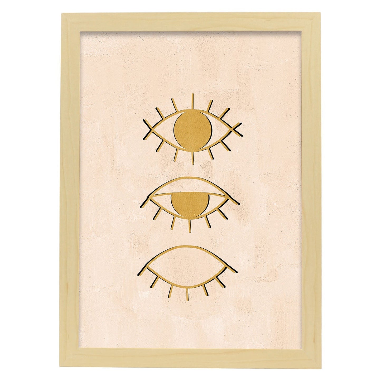 Poster con imágenes místicas, con imágenes de soles y lunas. misticismo, esoterismo, y paganismo. 'Místico 4'.-Artwork-Nacnic-A4-Marco Madera clara-Nacnic Estudio SL