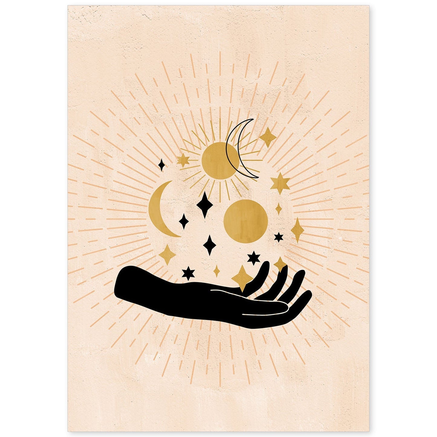 Poster con imágenes místicas, con imágenes de soles y lunas. misticismo, esoterismo, y paganismo. 'Místico 5'.-Artwork-Nacnic-A4-Sin marco-Nacnic Estudio SL