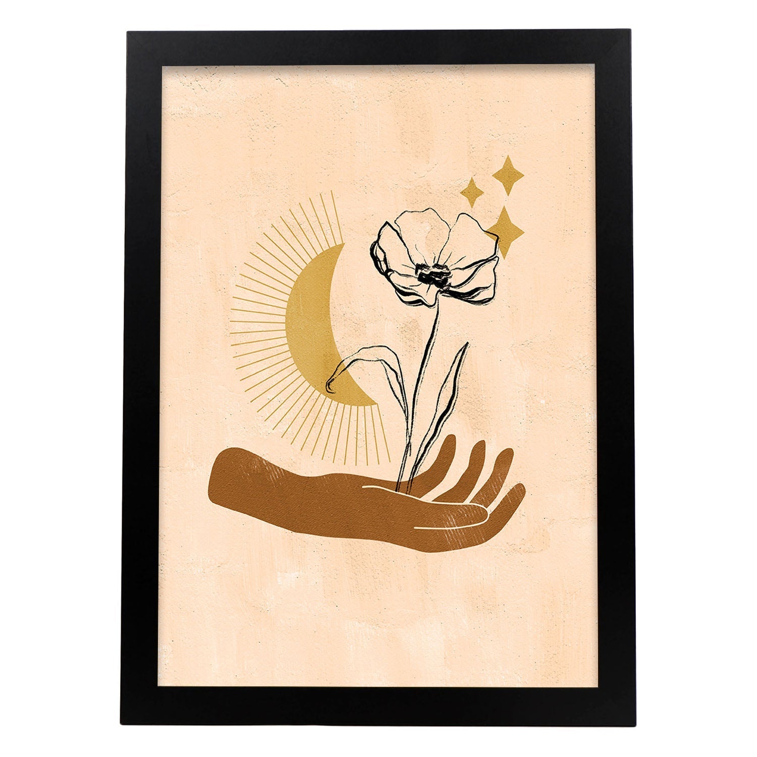 Poster con imágenes místicas, con imágenes de soles y lunas. misticismo, esoterismo, y paganismo. 'Místico 7'.-Artwork-Nacnic-A3-Marco Negro-Nacnic Estudio SL