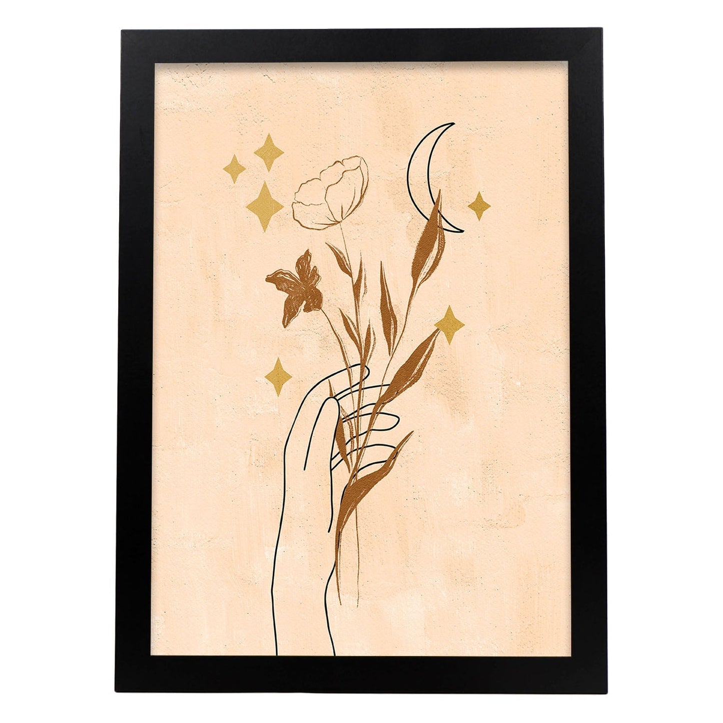 Poster con imágenes místicas, con imágenes de soles y lunas. misticismo, esoterismo, y paganismo. 'Místico 9'.-Artwork-Nacnic-A4-Marco Negro-Nacnic Estudio SL