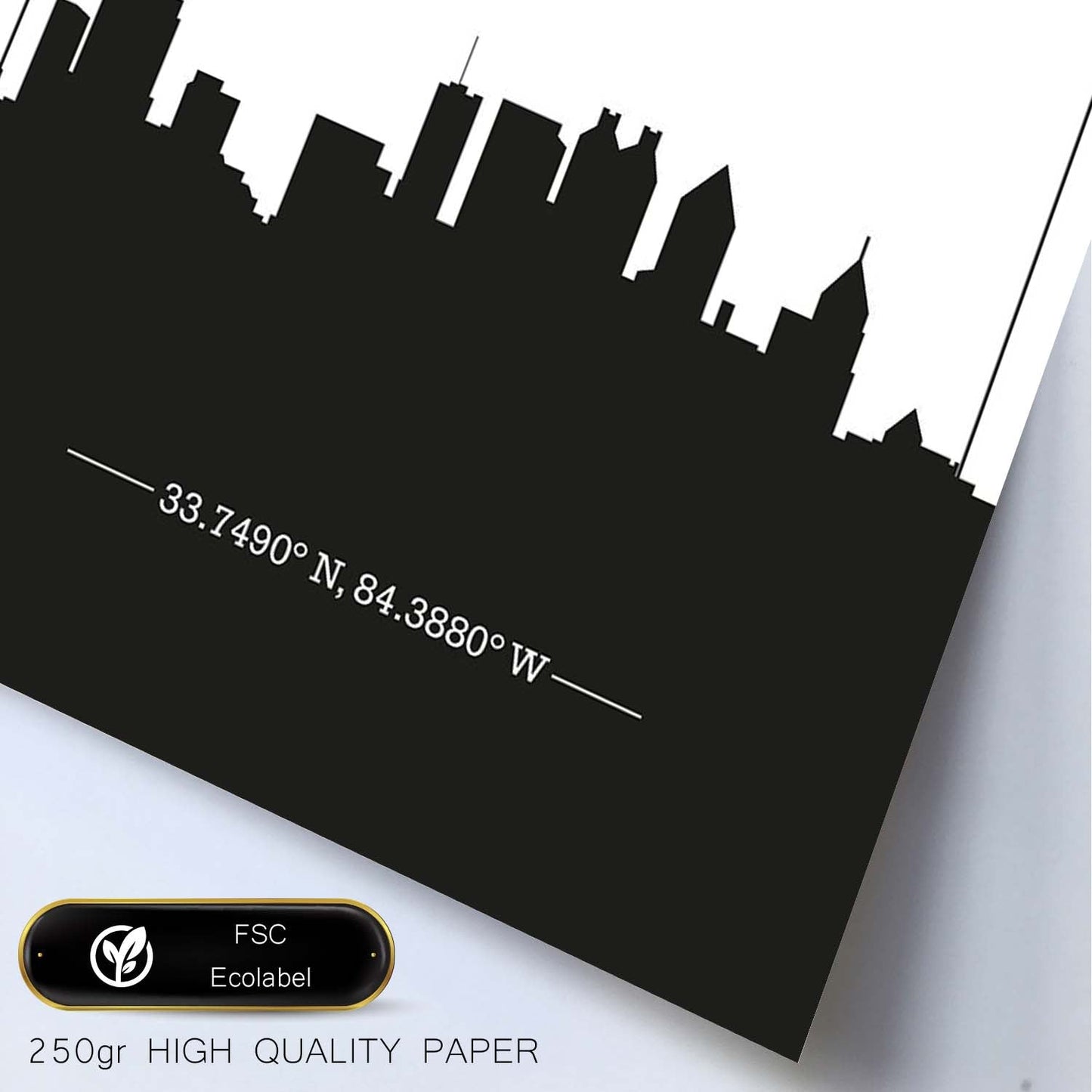 Poster con mapa de Atlanta - USA. Láminas con Skyline de ciudades de Estados Unidos, Canada, Mexico con sombra negra.-Artwork-Nacnic-Nacnic Estudio SL