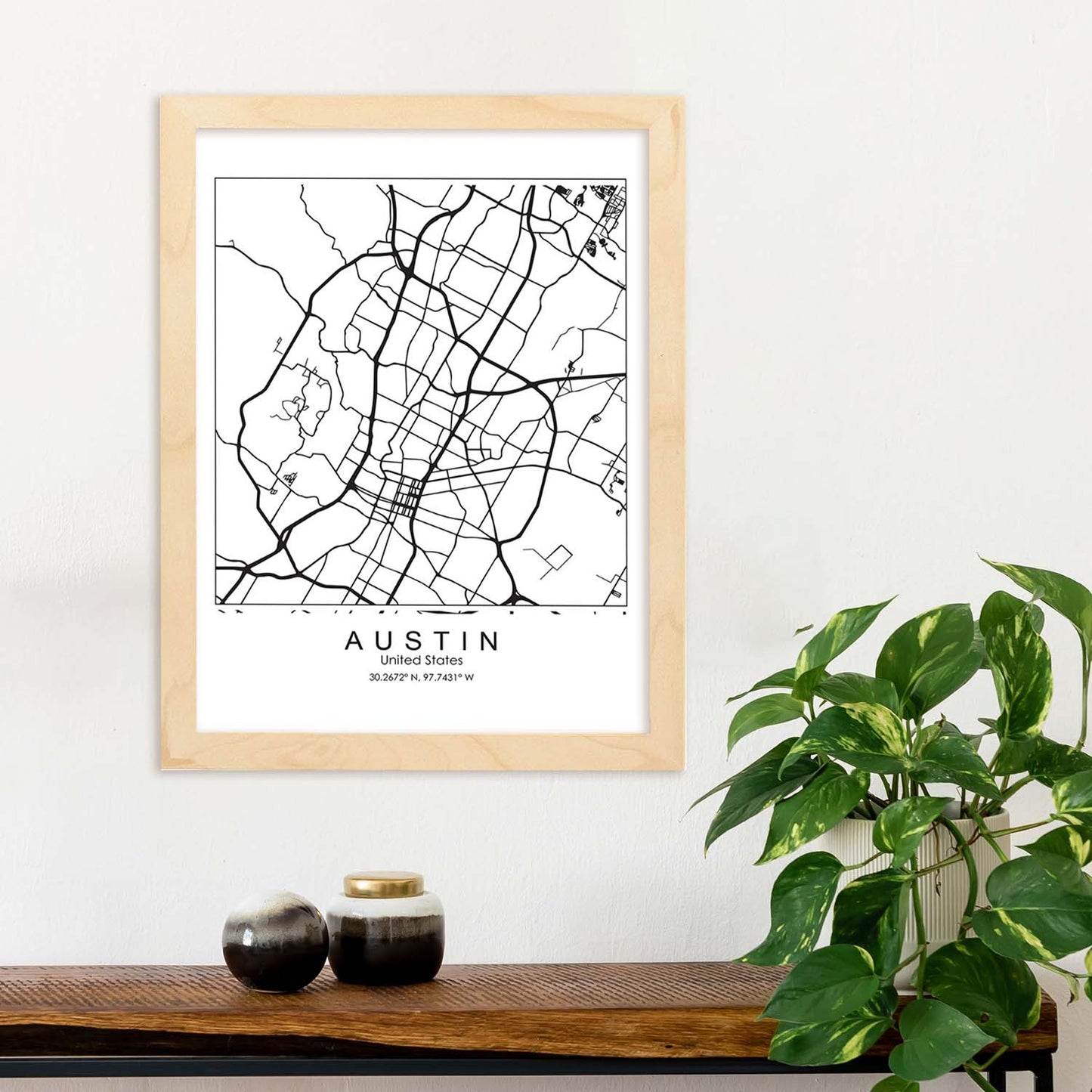 Poster con mapa de Austin. Lámina de Estados Unidos, con imágenes de mapas y carreteras-Artwork-Nacnic-Nacnic Estudio SL