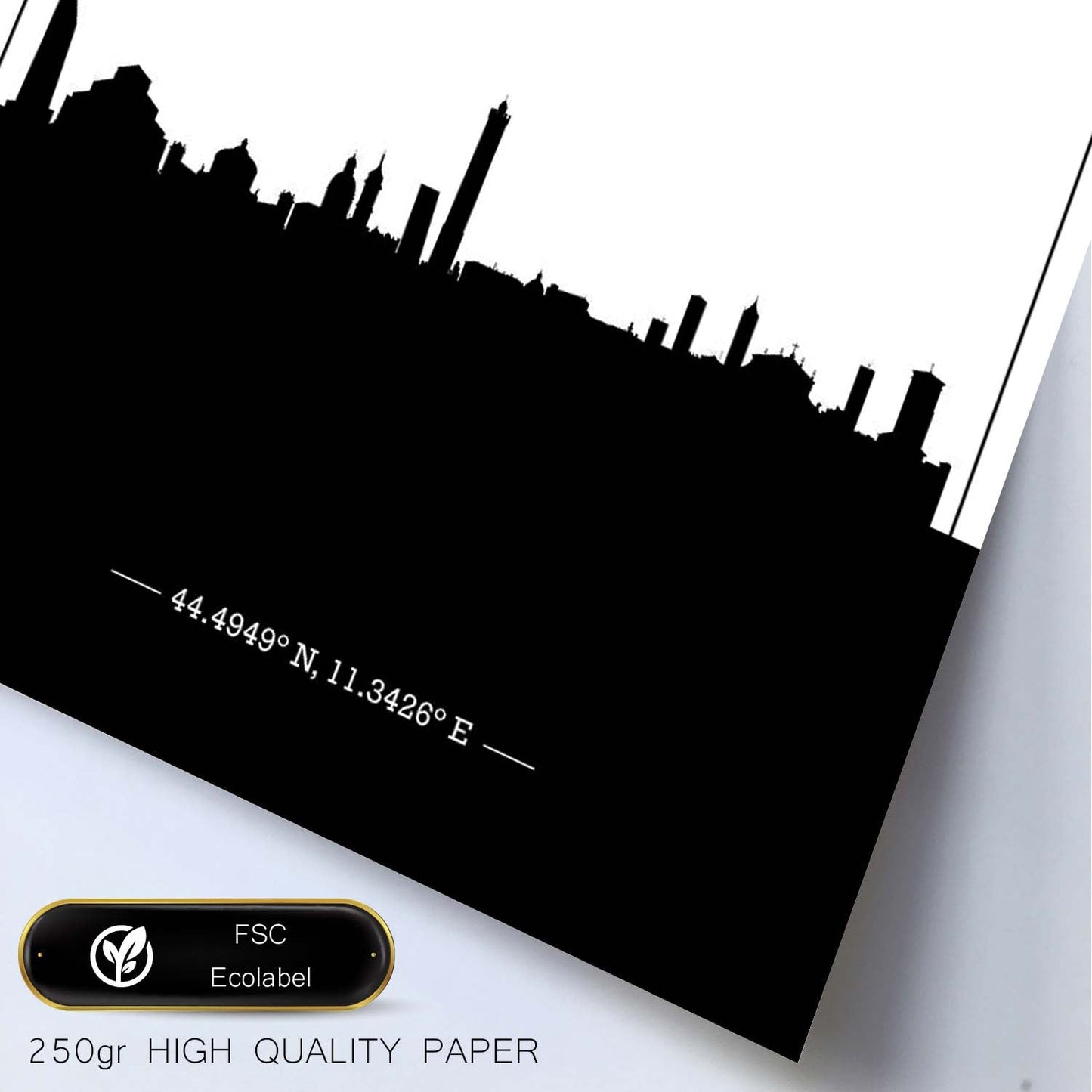 Poster con mapa de Bologna - Italia. Láminas con Skyline de ciudades de Italia con sombra negra.-Artwork-Nacnic-Nacnic Estudio SL