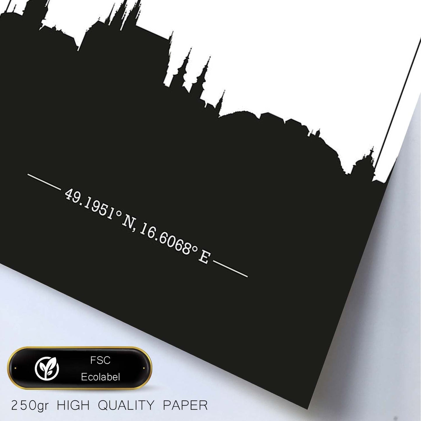 Poster con mapa de Brno - Czechrepublic. Láminas con Skyline de ciudades de Europa con sombra negra.-Artwork-Nacnic-Nacnic Estudio SL