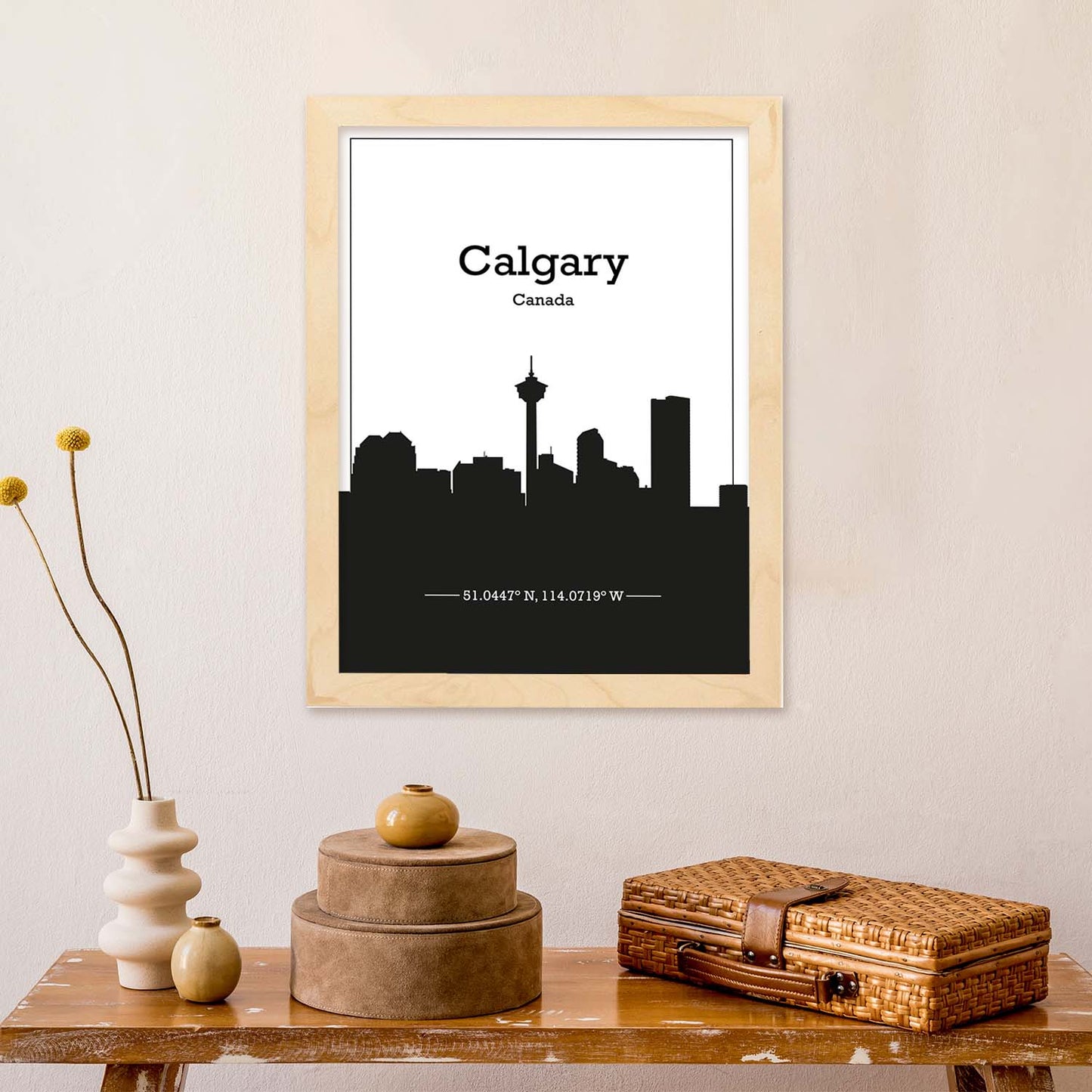 Poster con mapa de Calgary - Canada. Láminas con Skyline de ciudades de Estados Unidos, Canada, Mexico con sombra negra.-Artwork-Nacnic-Nacnic Estudio SL