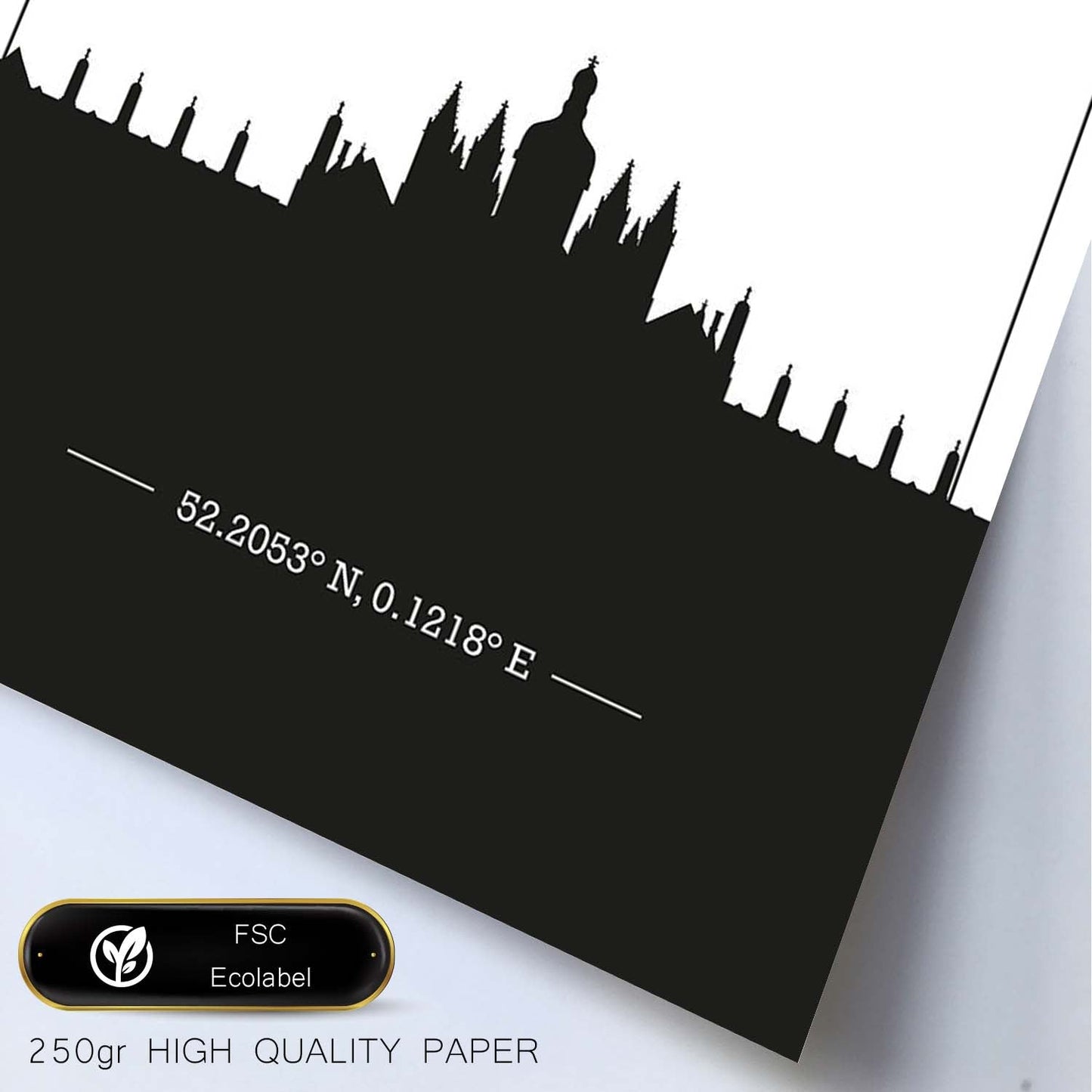 Poster con mapa de Cambridge - Inglaterrapdf. Láminas con Skyline de ciudades de Inglaterra e Irlanda con sombra negra.-Artwork-Nacnic-Nacnic Estudio SL