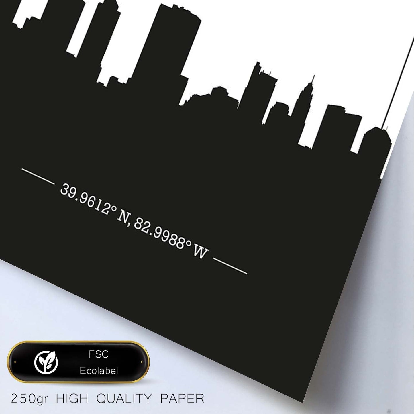 Poster con mapa de Columbus - USA. Láminas con Skyline de ciudades de Estados Unidos, Canada, Mexico con sombra negra.-Artwork-Nacnic-Nacnic Estudio SL