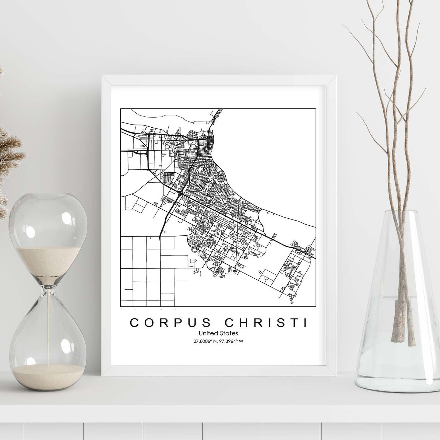 Poster con mapa de Corpus Christi. Lámina de Estados Unidos, con imágenes de mapas y carreteras-Artwork-Nacnic-Nacnic Estudio SL