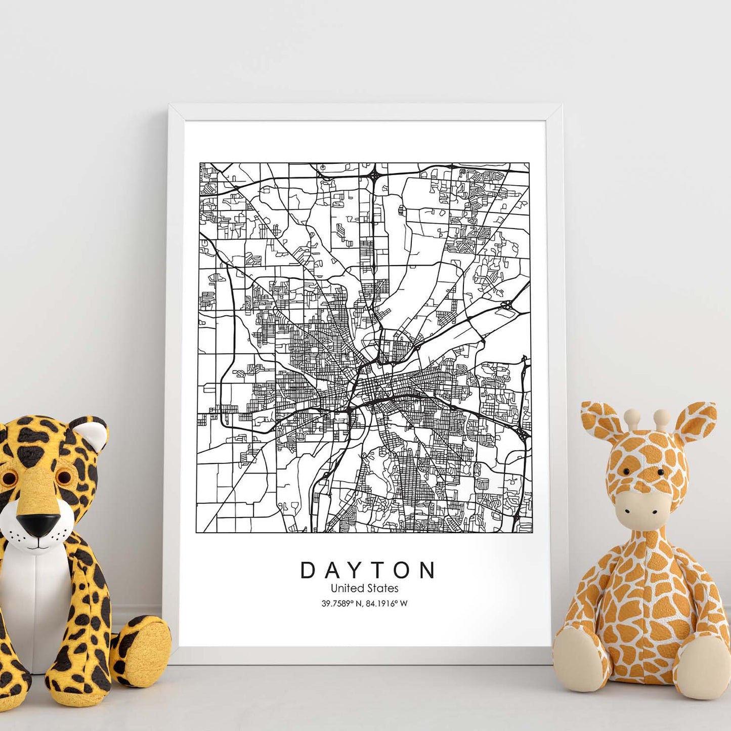 Poster con mapa de Dayton. Lámina de Estados Unidos, con imágenes de mapas y carreteras-Artwork-Nacnic-Nacnic Estudio SL