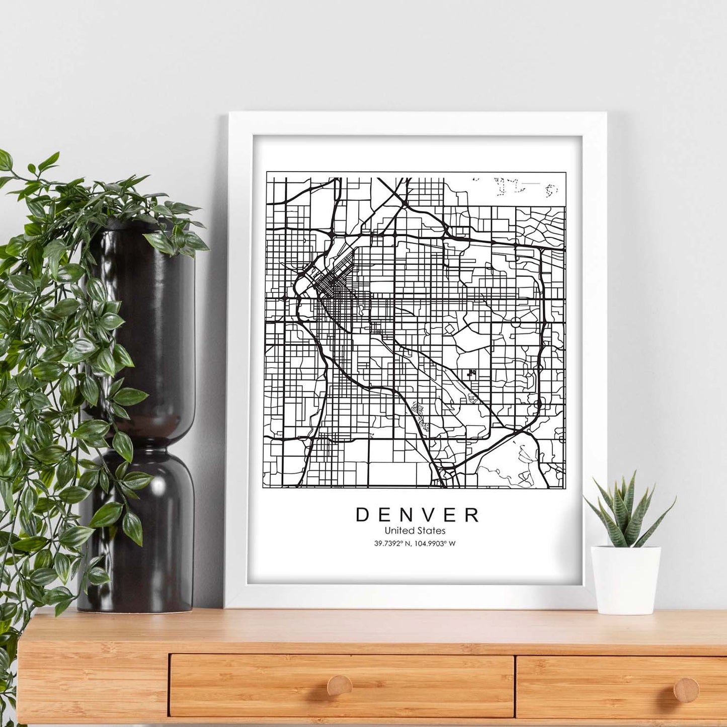 Poster con mapa de Denver. Lámina de Estados Unidos, con imágenes de mapas y carreteras-Artwork-Nacnic-Nacnic Estudio SL