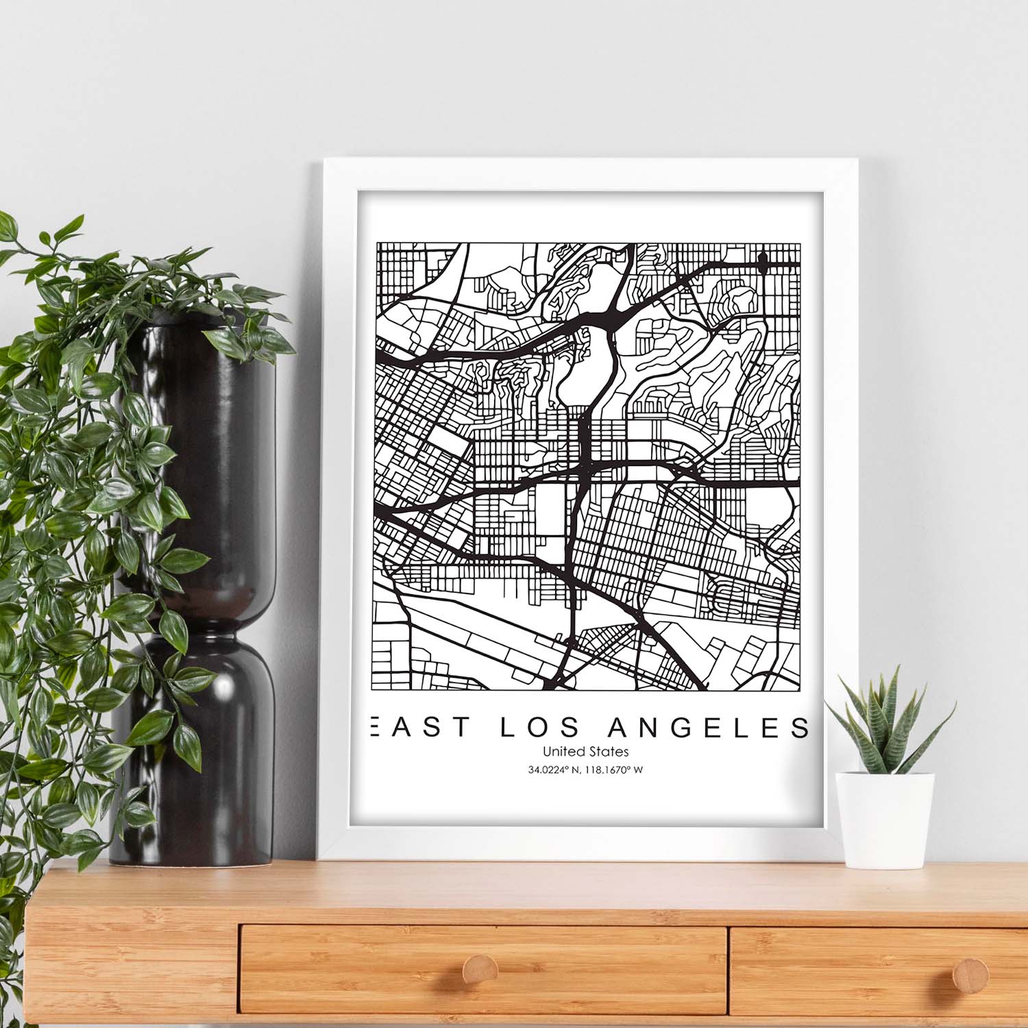 Poster con mapa de East Los Angeles. Lámina de Estados Unidos, con imágenes de mapas y carreteras-Artwork-Nacnic-Nacnic Estudio SL
