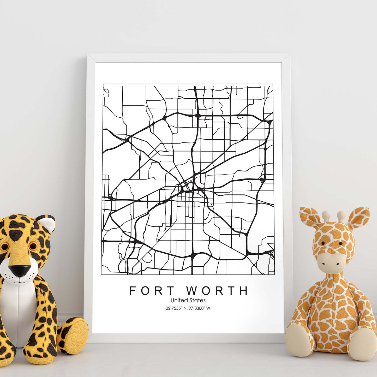 Poster con mapa de Fort Worth. Lámina de Estados Unidos, con imágenes de mapas y carreteras-Artwork-Nacnic-Nacnic Estudio SL