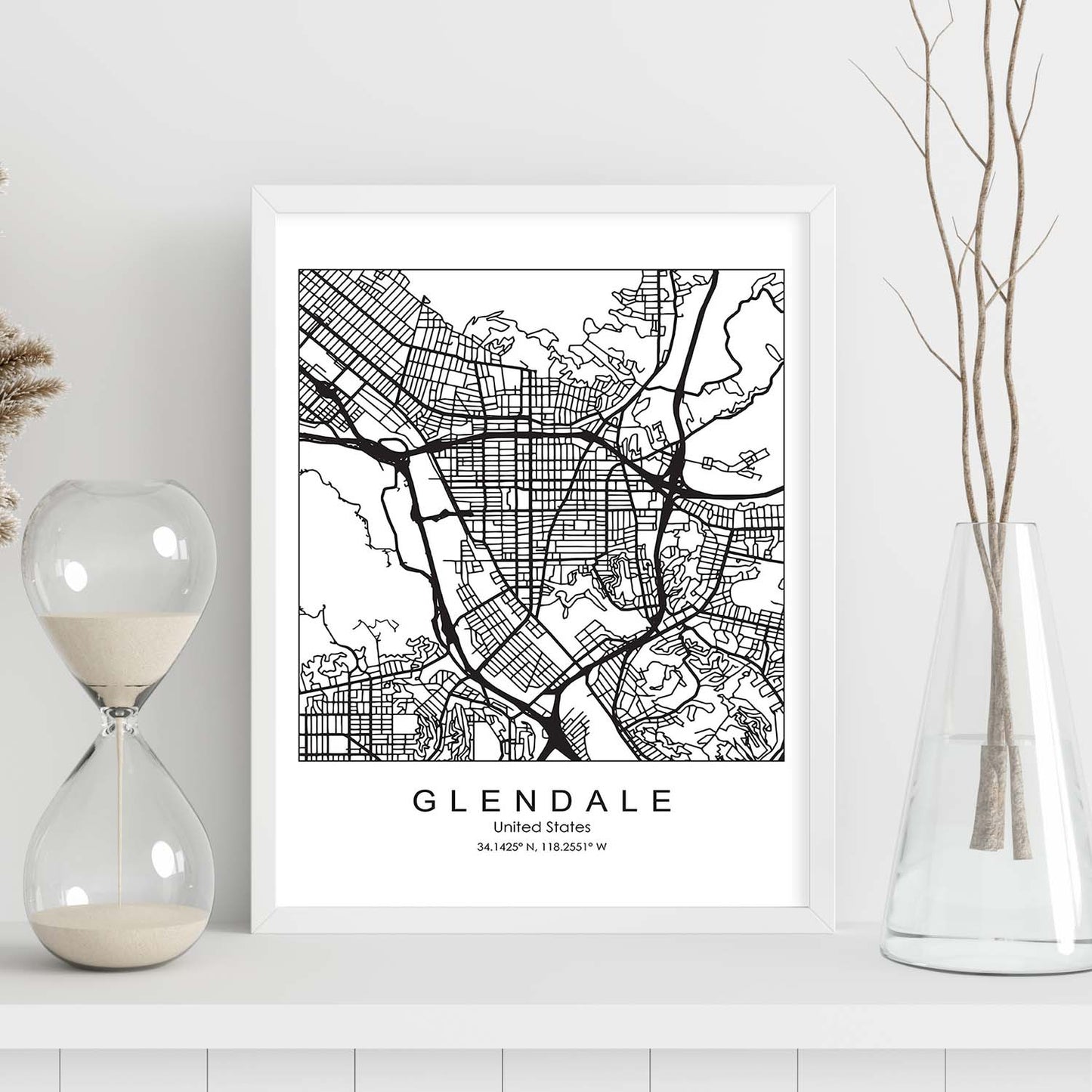 Poster con mapa de Glendale. Lámina de Estados Unidos, con imágenes de mapas y carreteras-Artwork-Nacnic-Nacnic Estudio SL