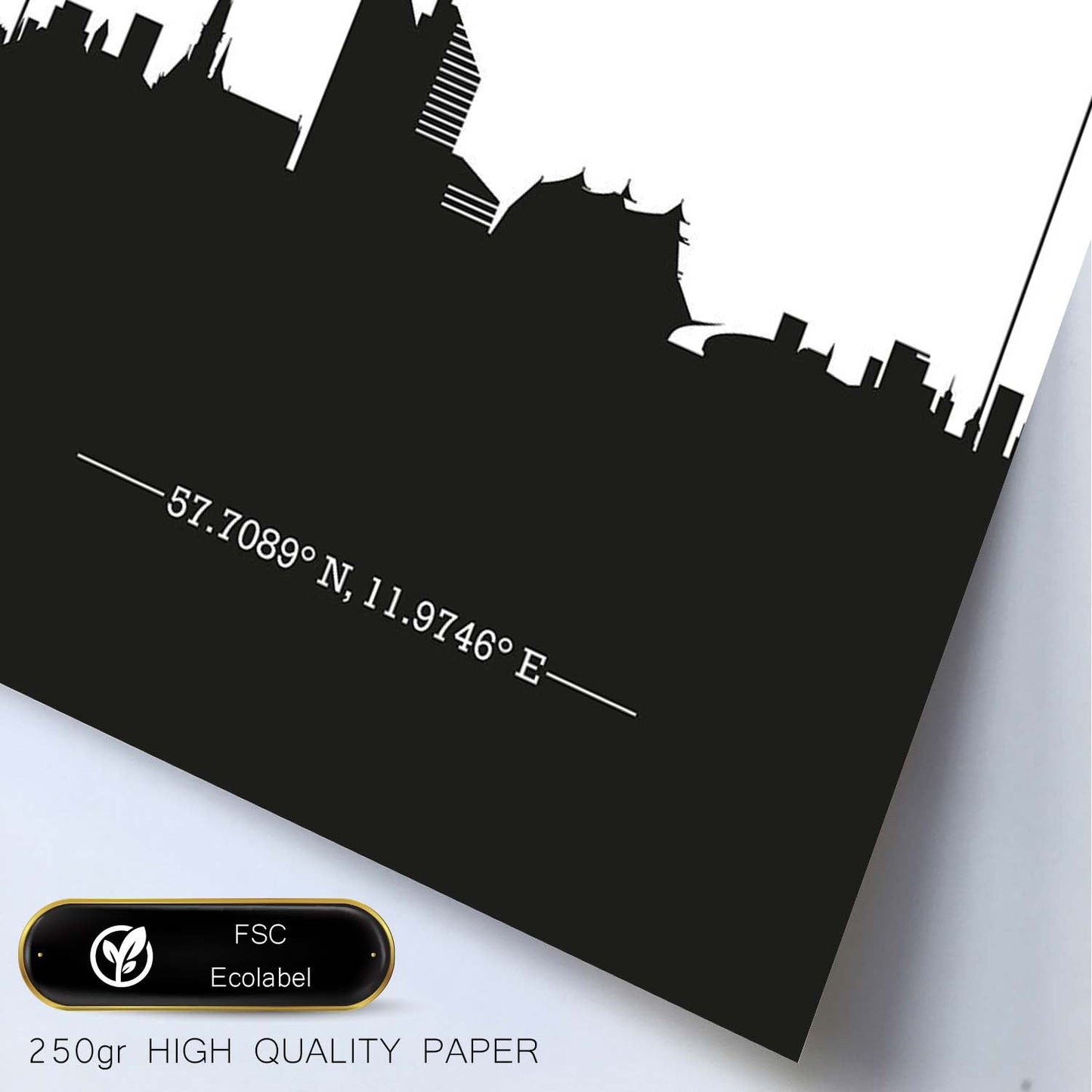 Poster con mapa de Gothenburg - Suecia. Láminas con Skyline de ciudades de Europa con sombra negra.-Artwork-Nacnic-Nacnic Estudio SL