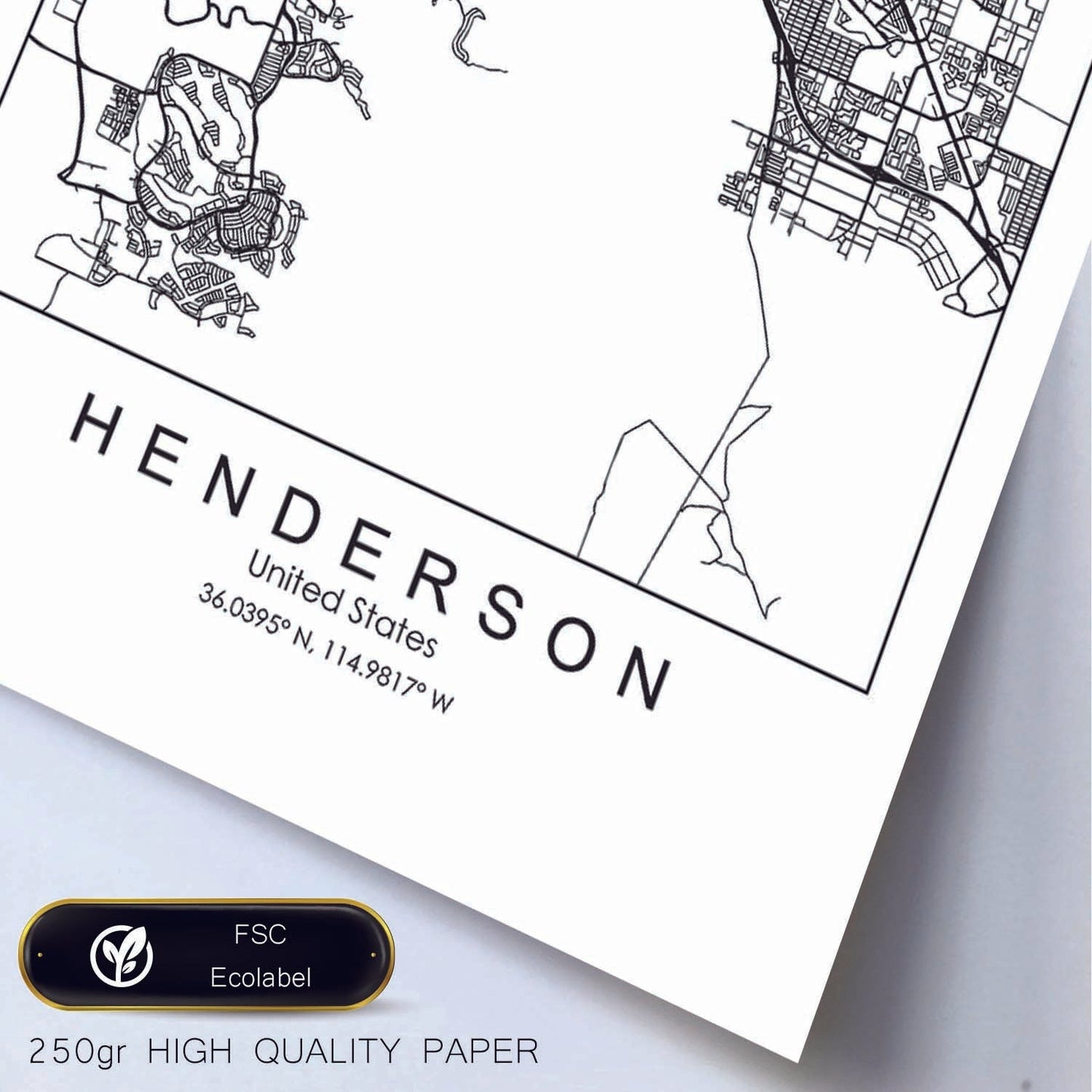Poster con mapa de Henderson. Lámina de Estados Unidos, con imágenes de mapas y carreteras-Artwork-Nacnic-Nacnic Estudio SL