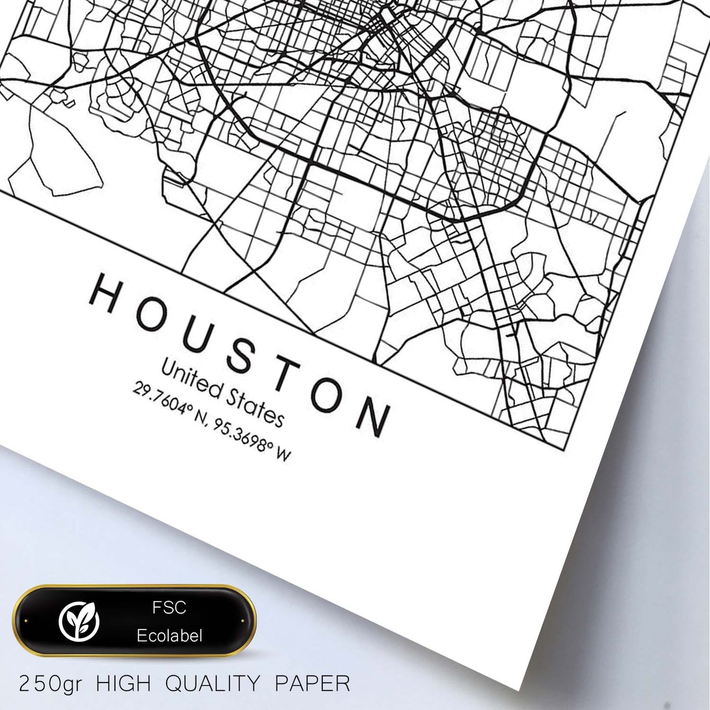 Poster con mapa de HoUSAton. Lámina de Estados Unidos, con imágenes de mapas y carreteras-Artwork-Nacnic-Nacnic Estudio SL