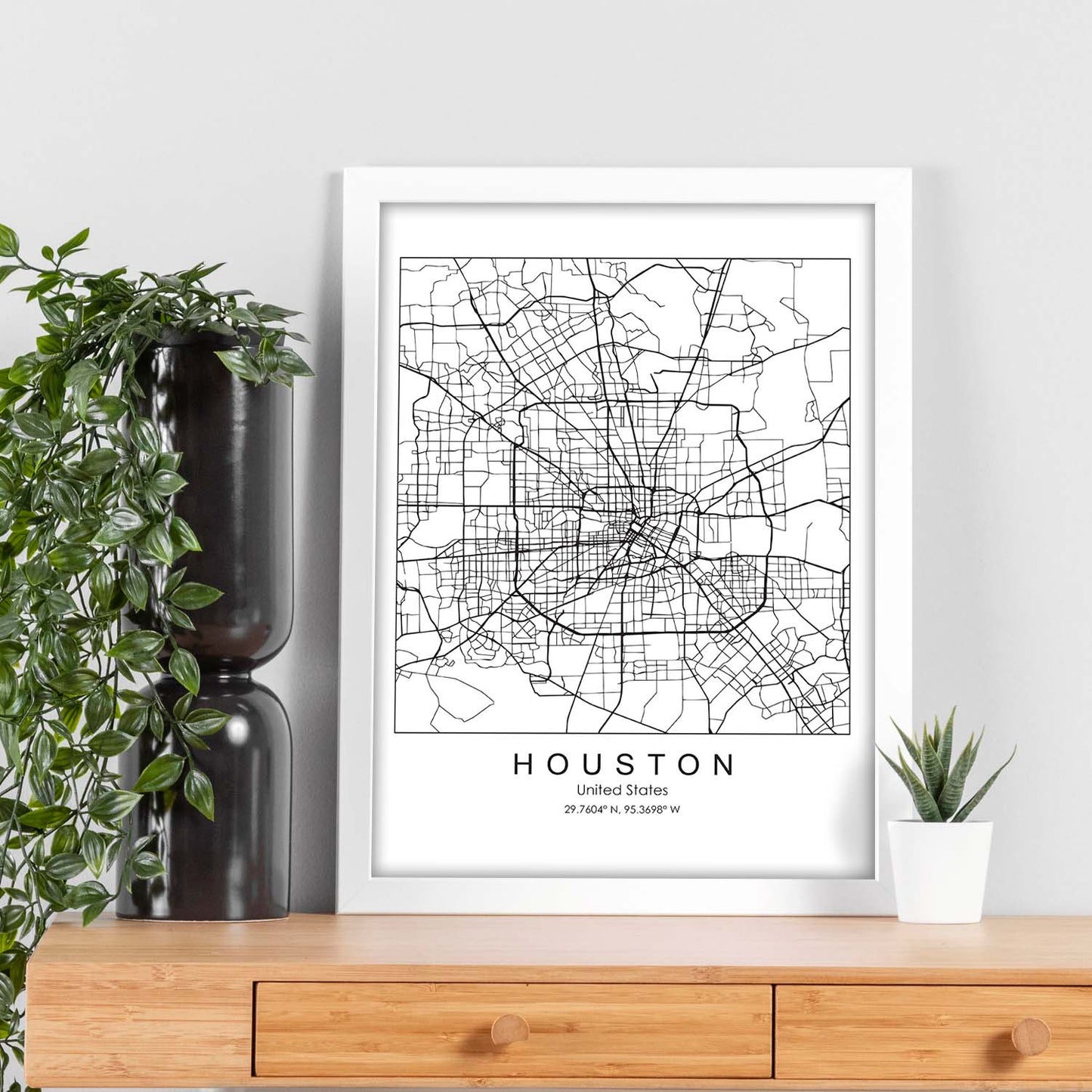 Poster con mapa de HoUSAton. Lámina de Estados Unidos, con imágenes de mapas y carreteras-Artwork-Nacnic-Nacnic Estudio SL