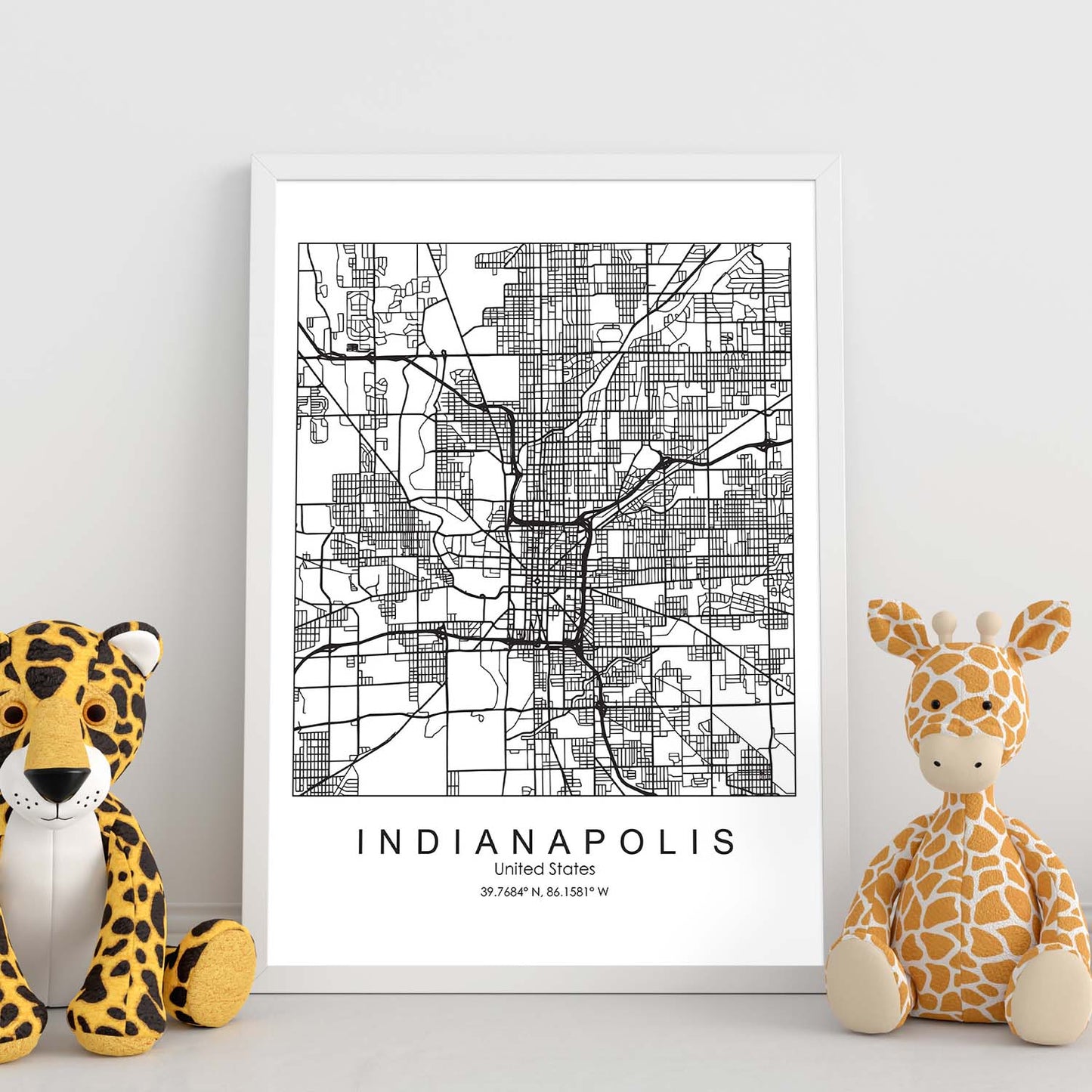 Poster con mapa de Indianapolis. Lámina de Estados Unidos, con imágenes de mapas y carreteras-Artwork-Nacnic-Nacnic Estudio SL