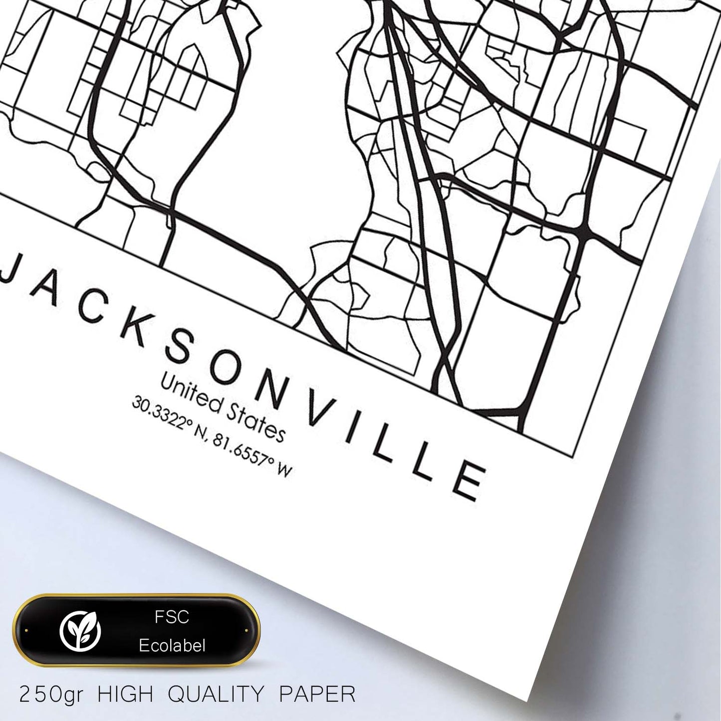 Poster con mapa de Jacksonville. Lámina de Estados Unidos, con imágenes de mapas y carreteras-Artwork-Nacnic-Nacnic Estudio SL