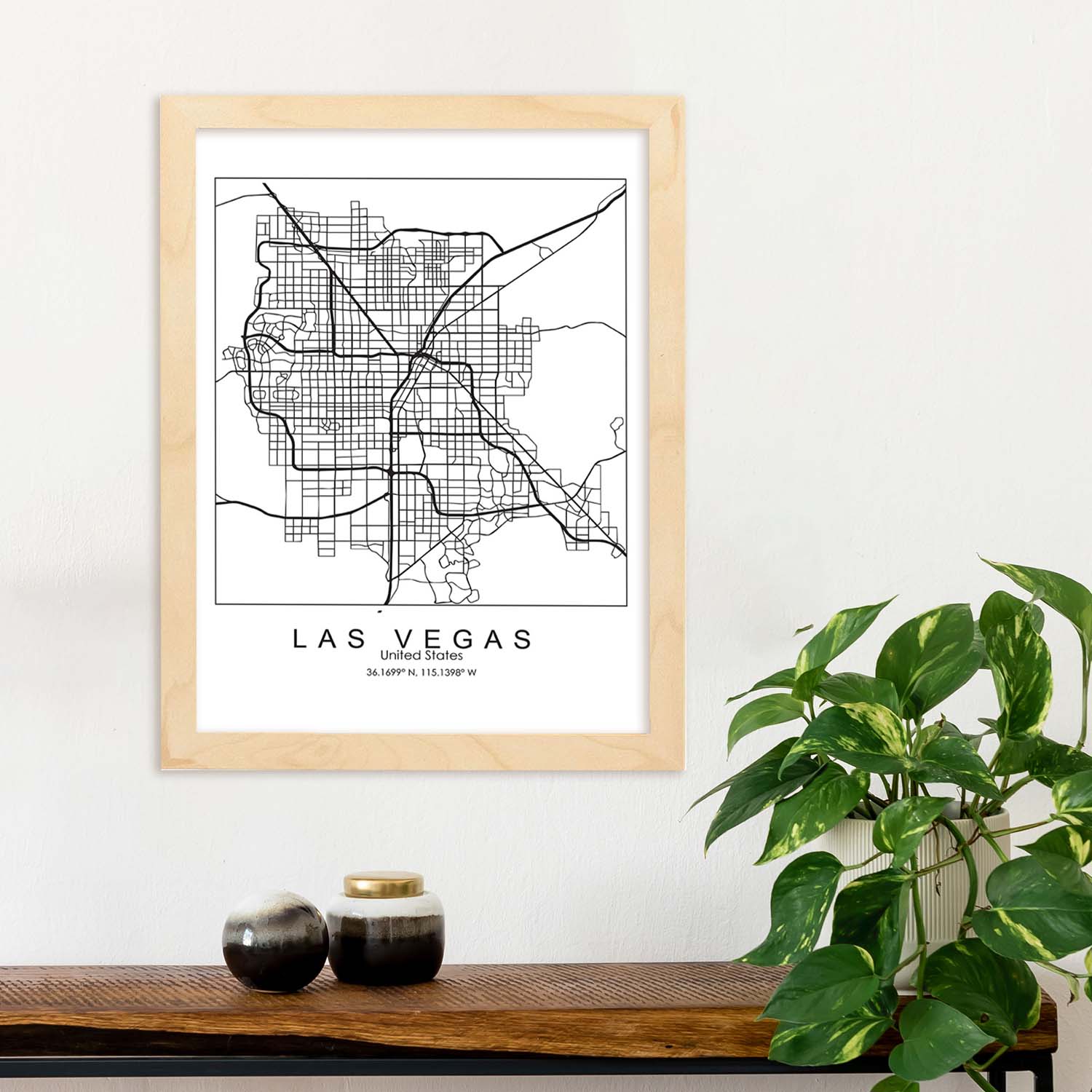 Poster con mapa de Las Vegas. Lámina de Estados Unidos, con imágenes de mapas y carreteras-Artwork-Nacnic-Nacnic Estudio SL