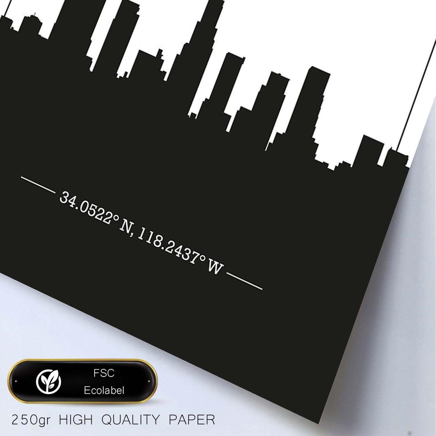 Poster con mapa de Losangeles - USA. Láminas con Skyline de ciudades de Estados Unidos, Canada, Mexico con sombra negra.-Artwork-Nacnic-Nacnic Estudio SL