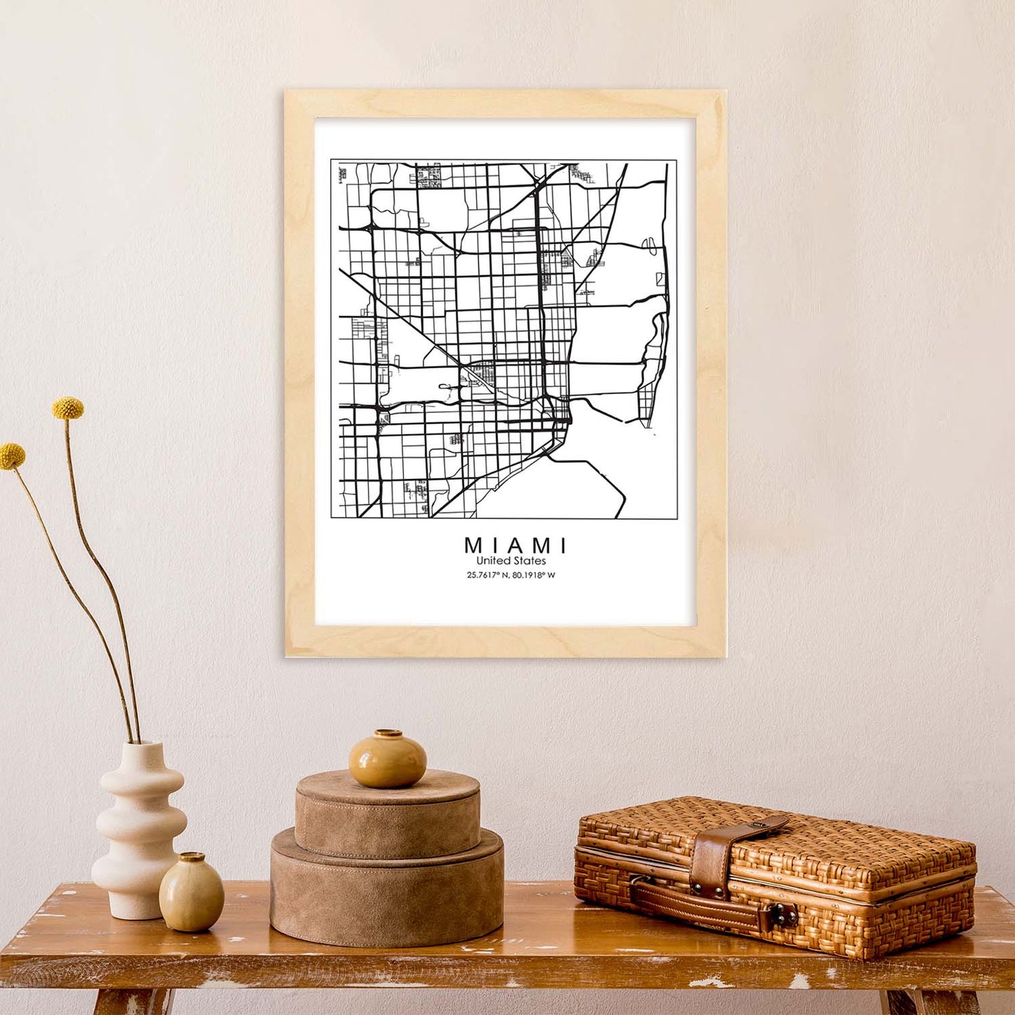Poster con mapa de Miami. Lámina de Estados Unidos, con imágenes de mapas y carreteras-Artwork-Nacnic-Nacnic Estudio SL