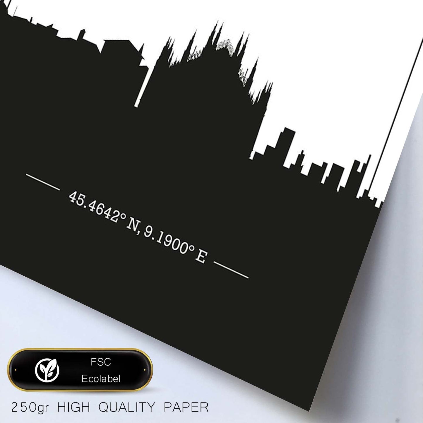 Poster con mapa de Milan - Italia. Láminas con Skyline de ciudades de Italia con sombra negra.-Artwork-Nacnic-Nacnic Estudio SL