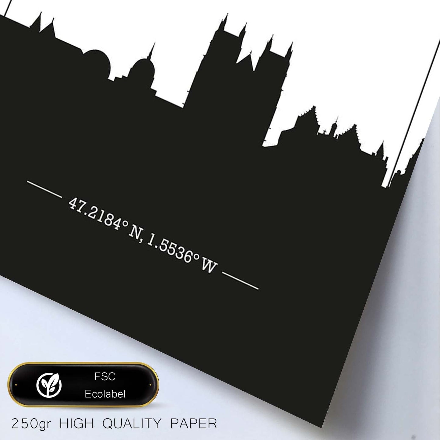 Poster con mapa de Nantes - Francia. Láminas con Skyline de ciudades de Francia con sombra negra.-Artwork-Nacnic-Nacnic Estudio SL