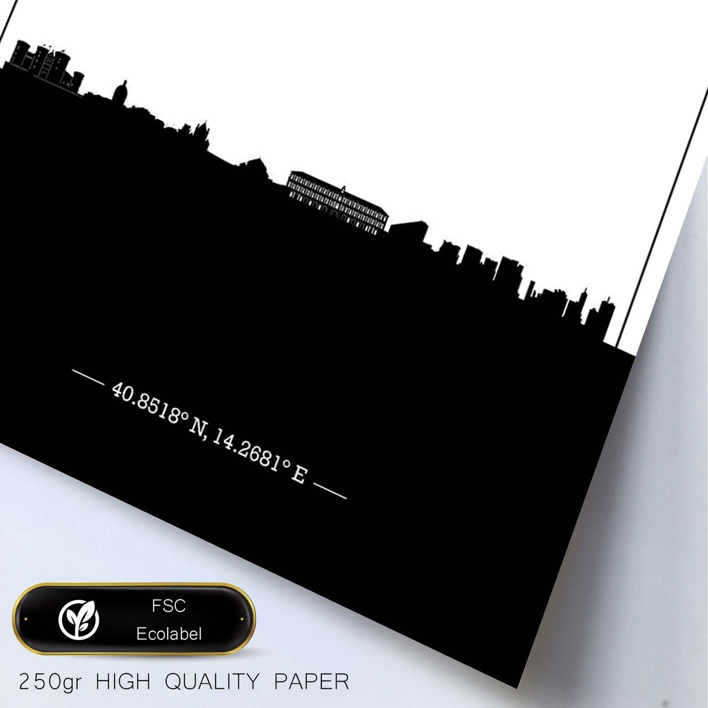 Poster con mapa de Naples - Italia. Láminas con Skyline de ciudades de Italia con sombra negra.-Artwork-Nacnic-Nacnic Estudio SL
