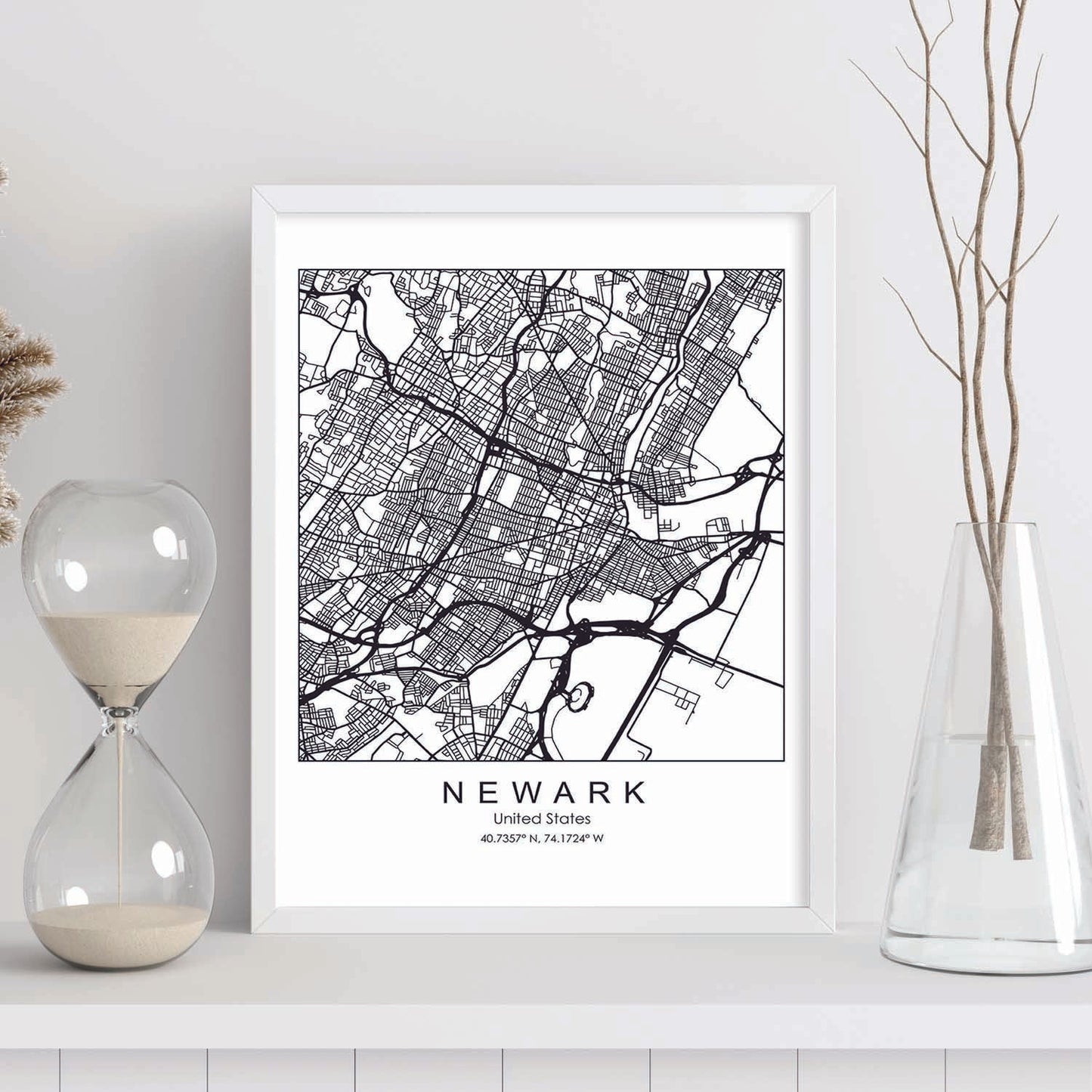 Poster con mapa de Newark. Lámina de Estados Unidos, con imágenes de mapas y carreteras-Artwork-Nacnic-Nacnic Estudio SL