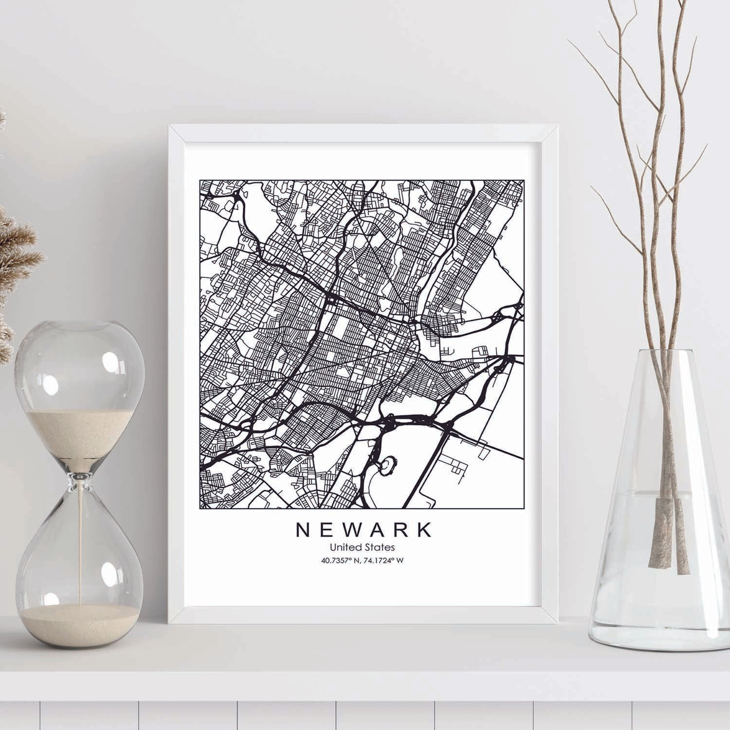 Poster con mapa de Newark. Lámina de Estados Unidos, con imágenes de mapas y carreteras-Artwork-Nacnic-Nacnic Estudio SL