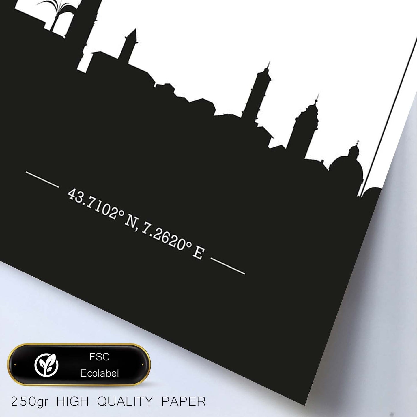 Poster con mapa de Nice - Francia. Láminas con Skyline de ciudades de Francia con sombra negra.-Artwork-Nacnic-Nacnic Estudio SL