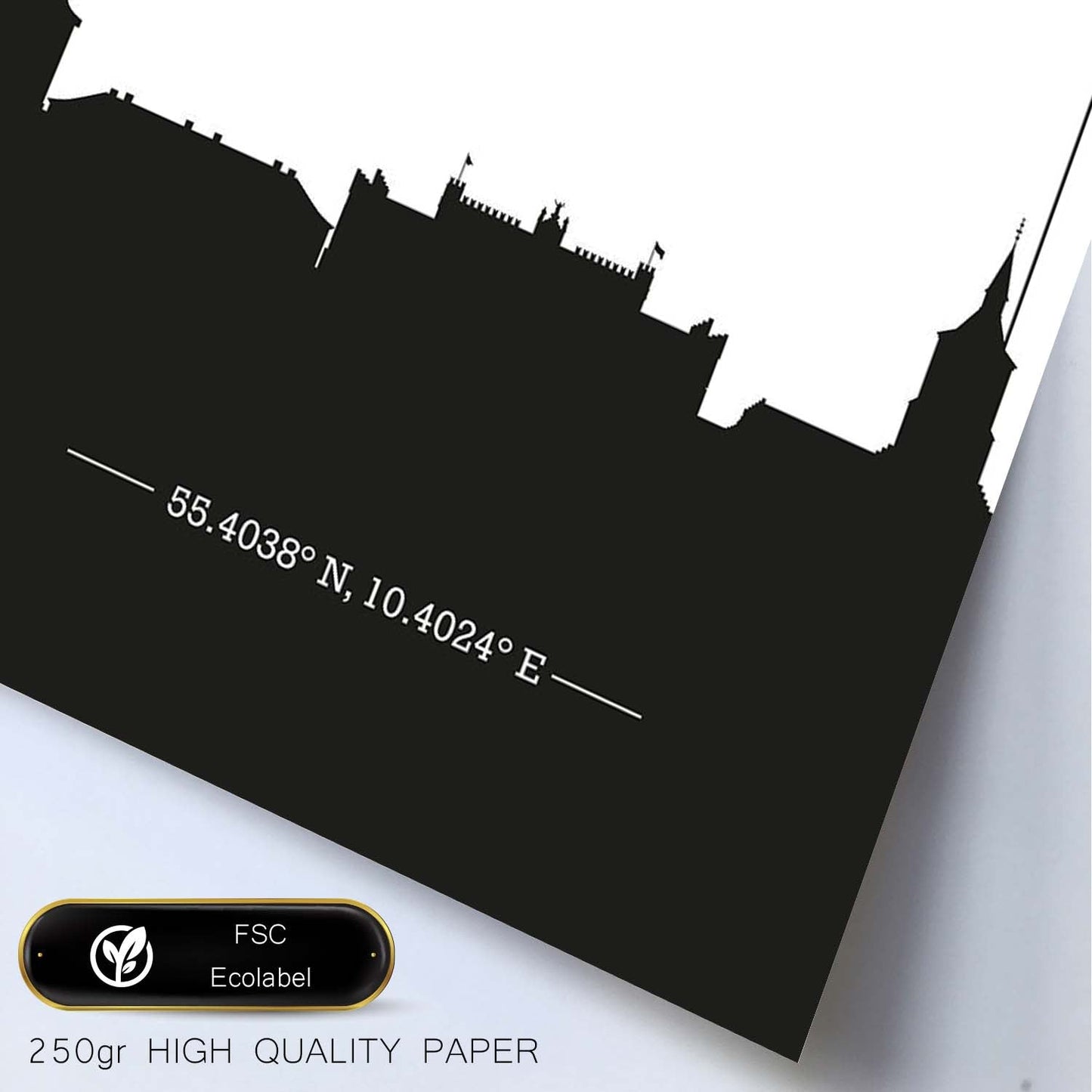 Poster con mapa de Odense - Dinamarca. Láminas con Skyline de ciudades del norte de Europa con sombra negra.-Artwork-Nacnic-Nacnic Estudio SL
