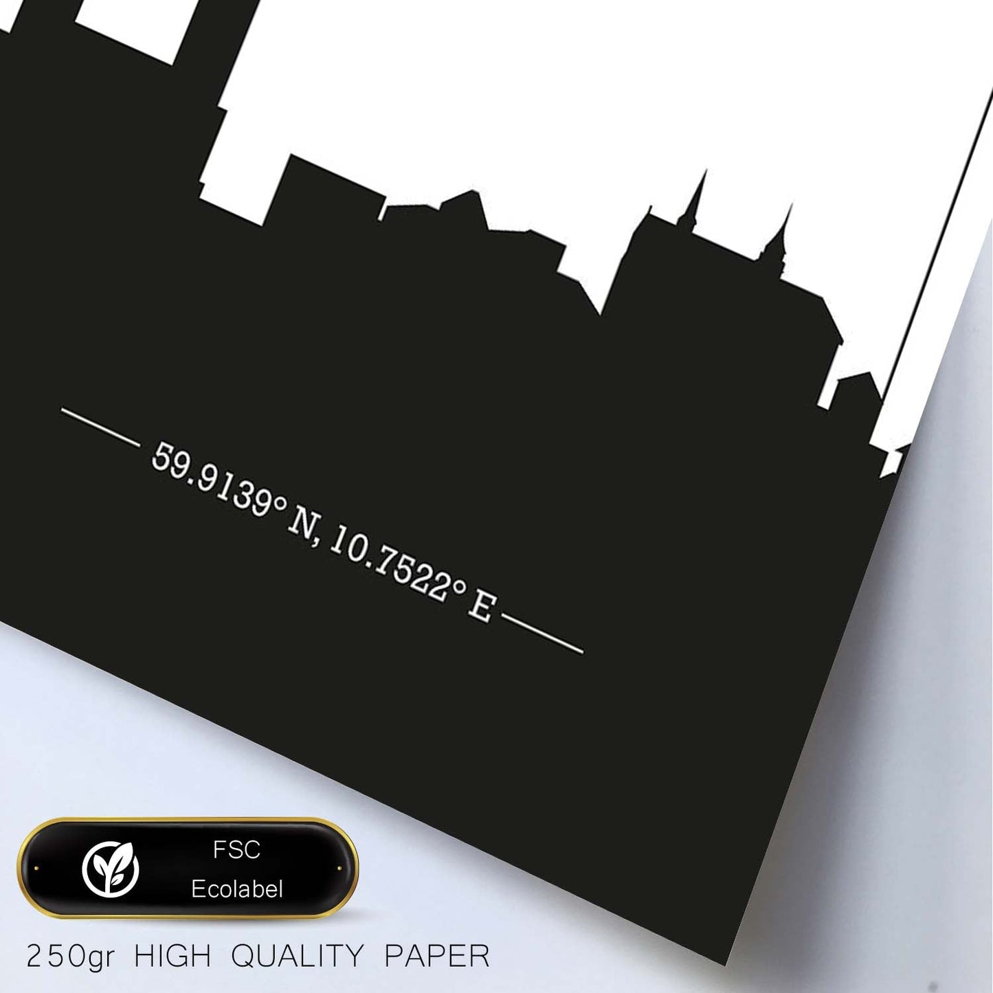 Poster con mapa de Oslo - Noruega. Láminas con Skyline de ciudades del norte de Europa con sombra negra.-Artwork-Nacnic-Nacnic Estudio SL